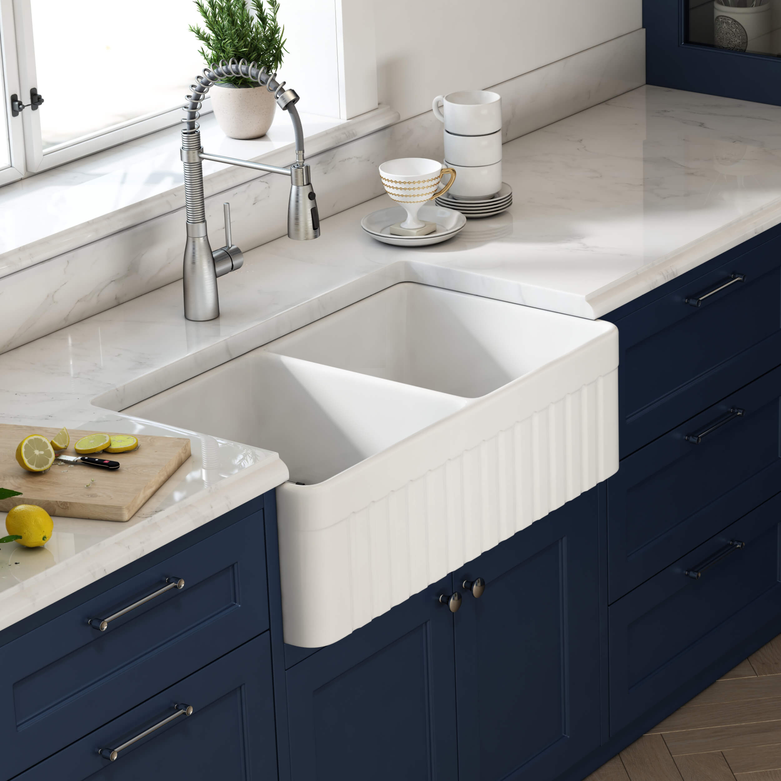 Pillar 33″ Farmhouse Kitchen Fireclay Sink - K2-DF33PI