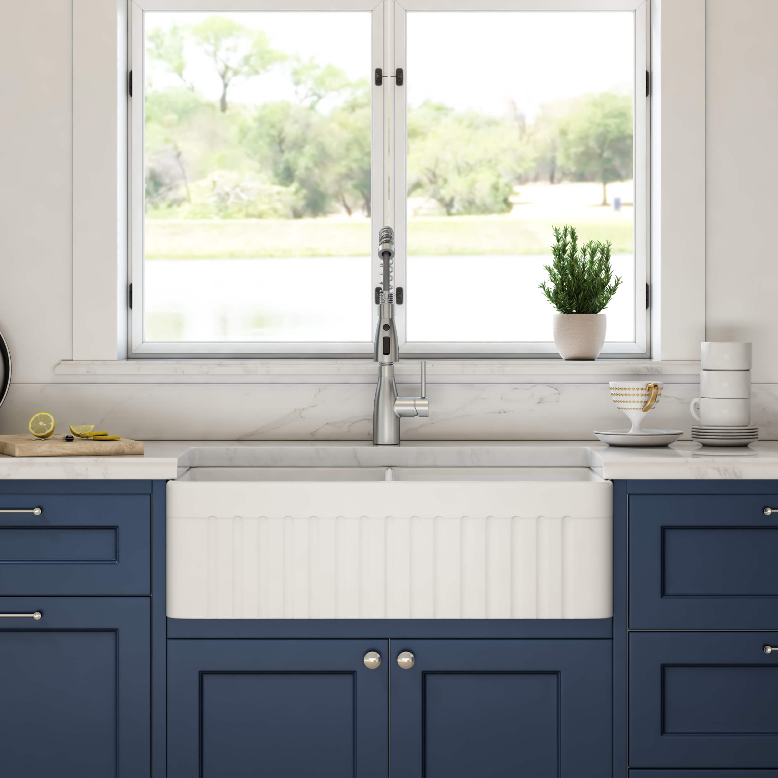 Pillar 33″ Farmhouse Kitchen Fireclay Sink - K2-DF33PI
