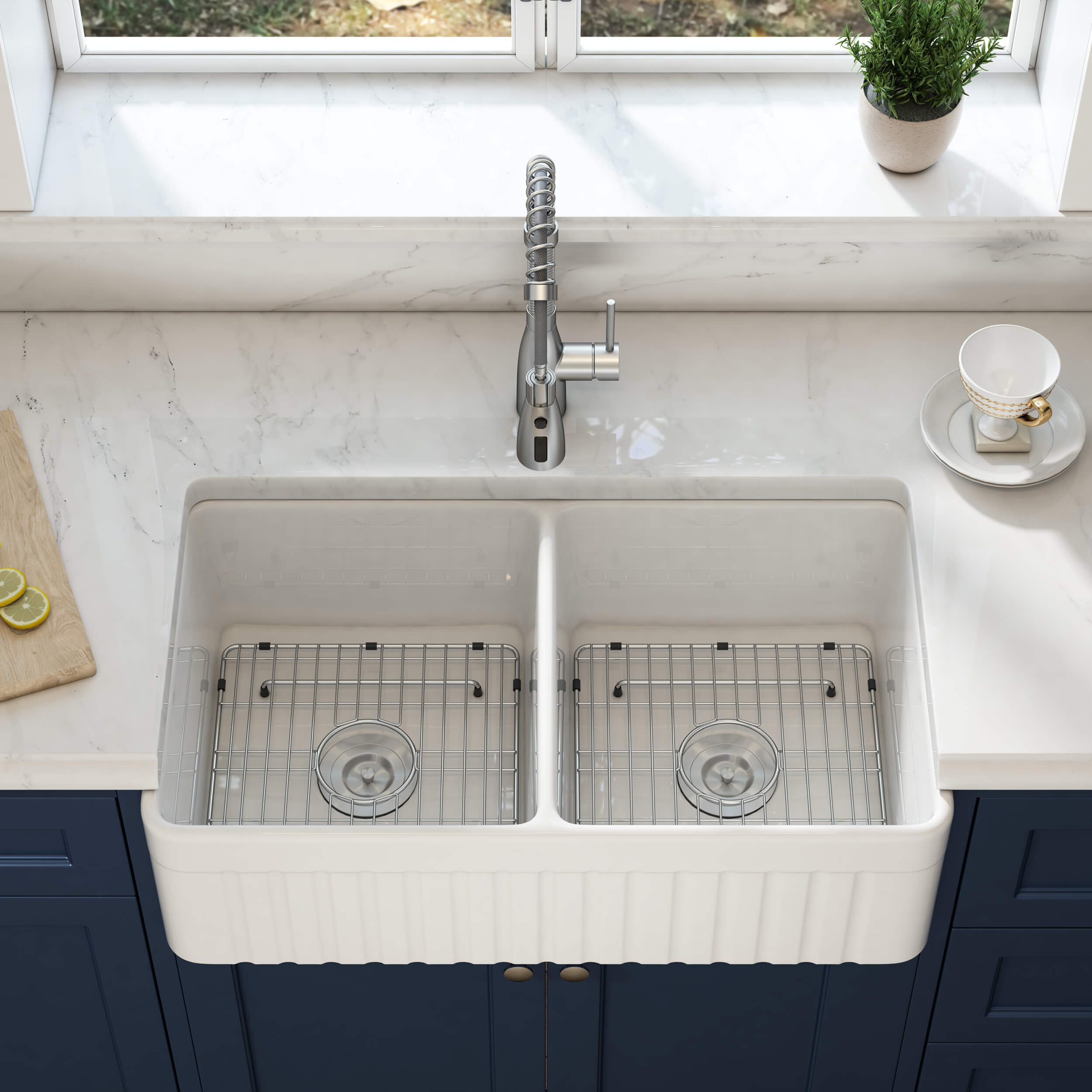 Pillar 33″ Farmhouse Kitchen Fireclay Sink - K2-DF33PI