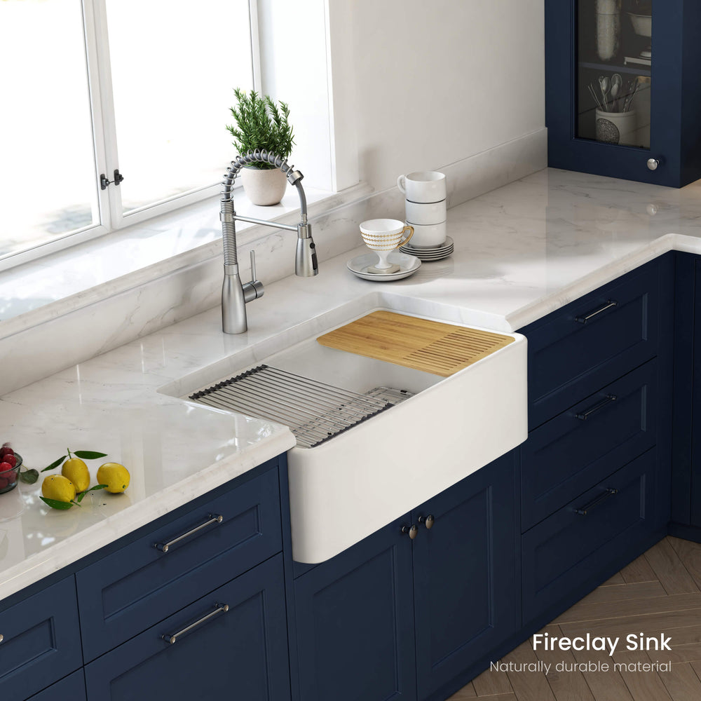 Pure 30″ Fireclay Kitchen Farmhouse Workstation Sink Pure Series- K2-S