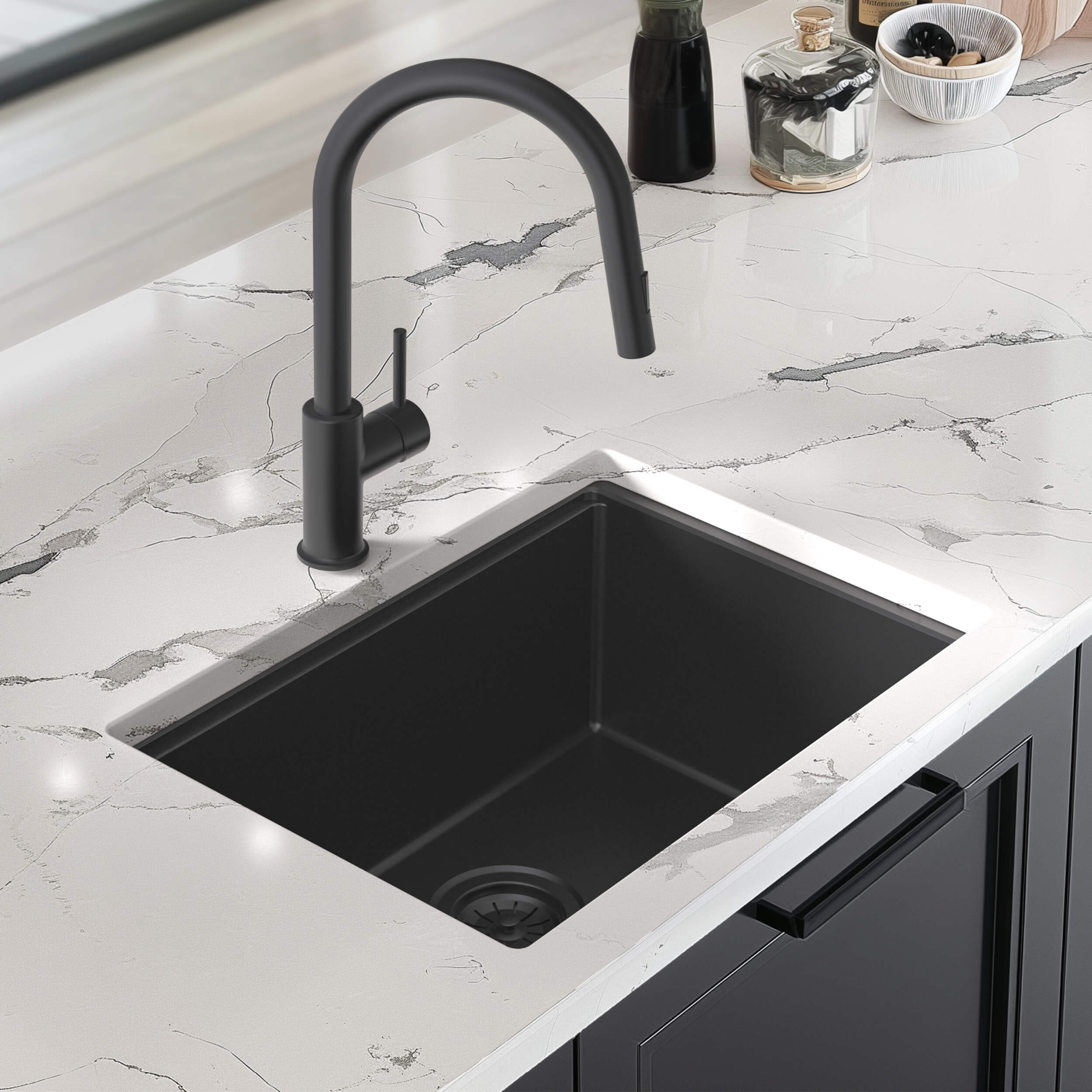 23″ Undermount Workstation Single Bowl Quartz Kitchen Sink – K4-S23T