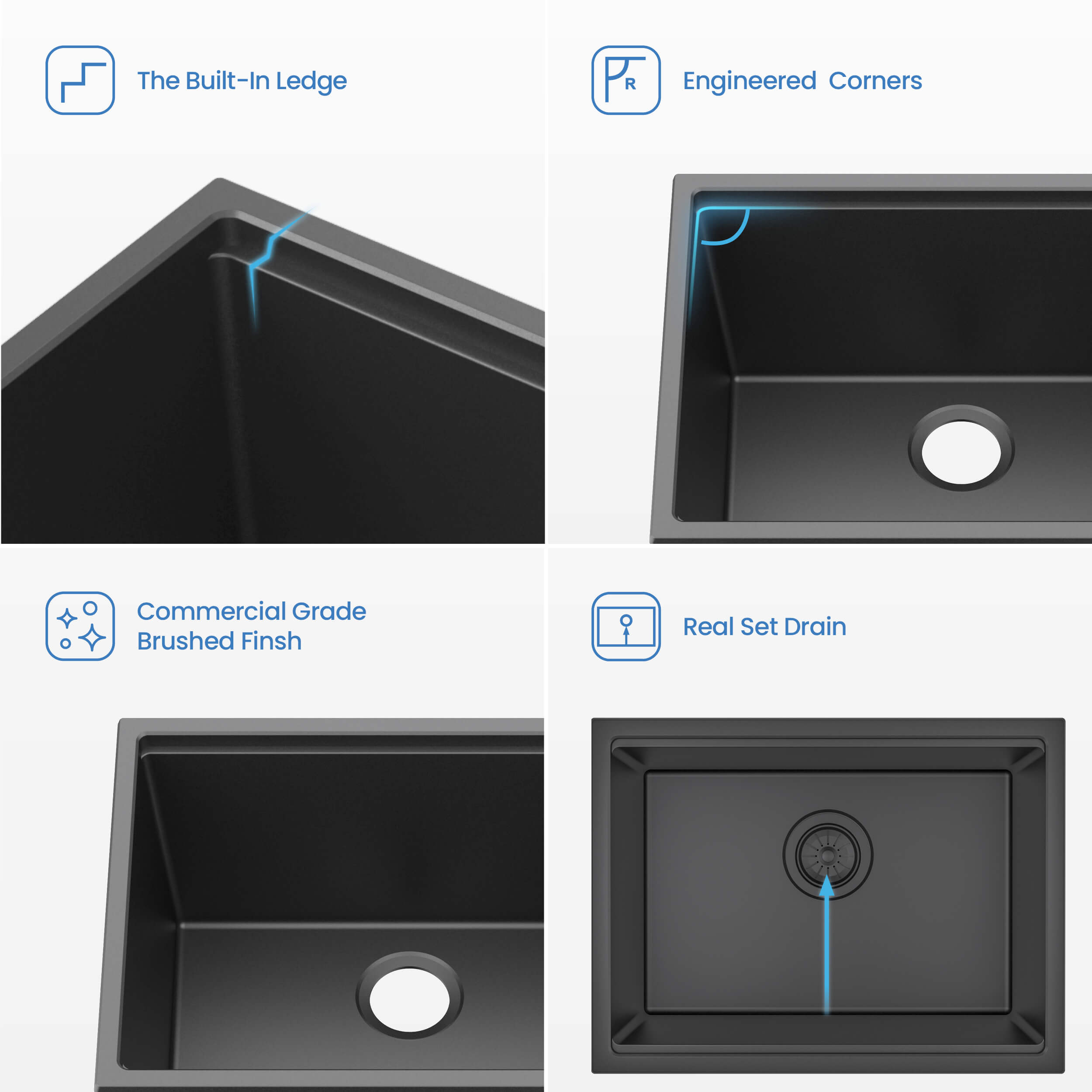 23″ Undermount Workstation Single Bowl Quartz Kitchen Sink – K4-S23T