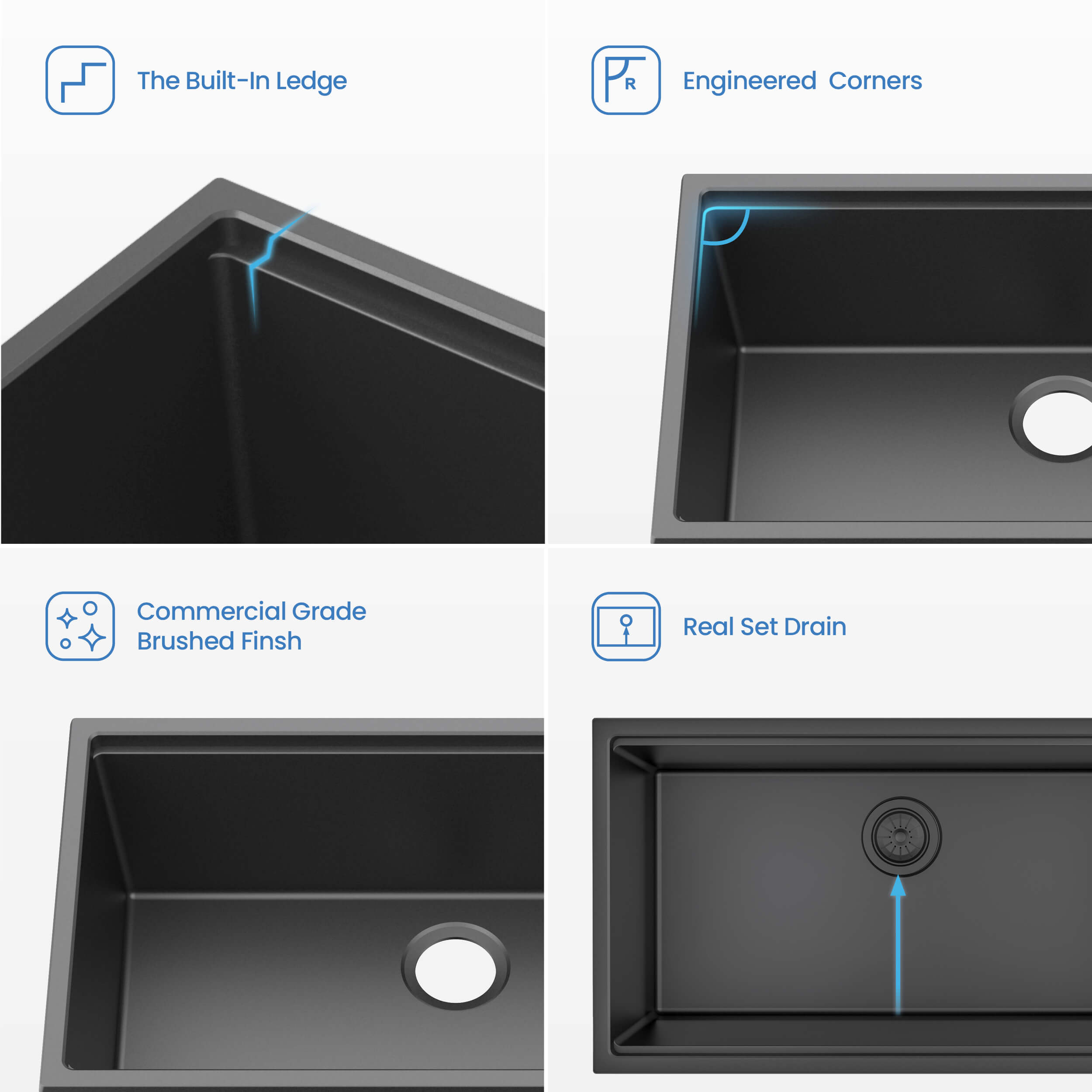 33″ Undermount Workstation Single Bowl Quartz Kitchen Sink – K4-S33T