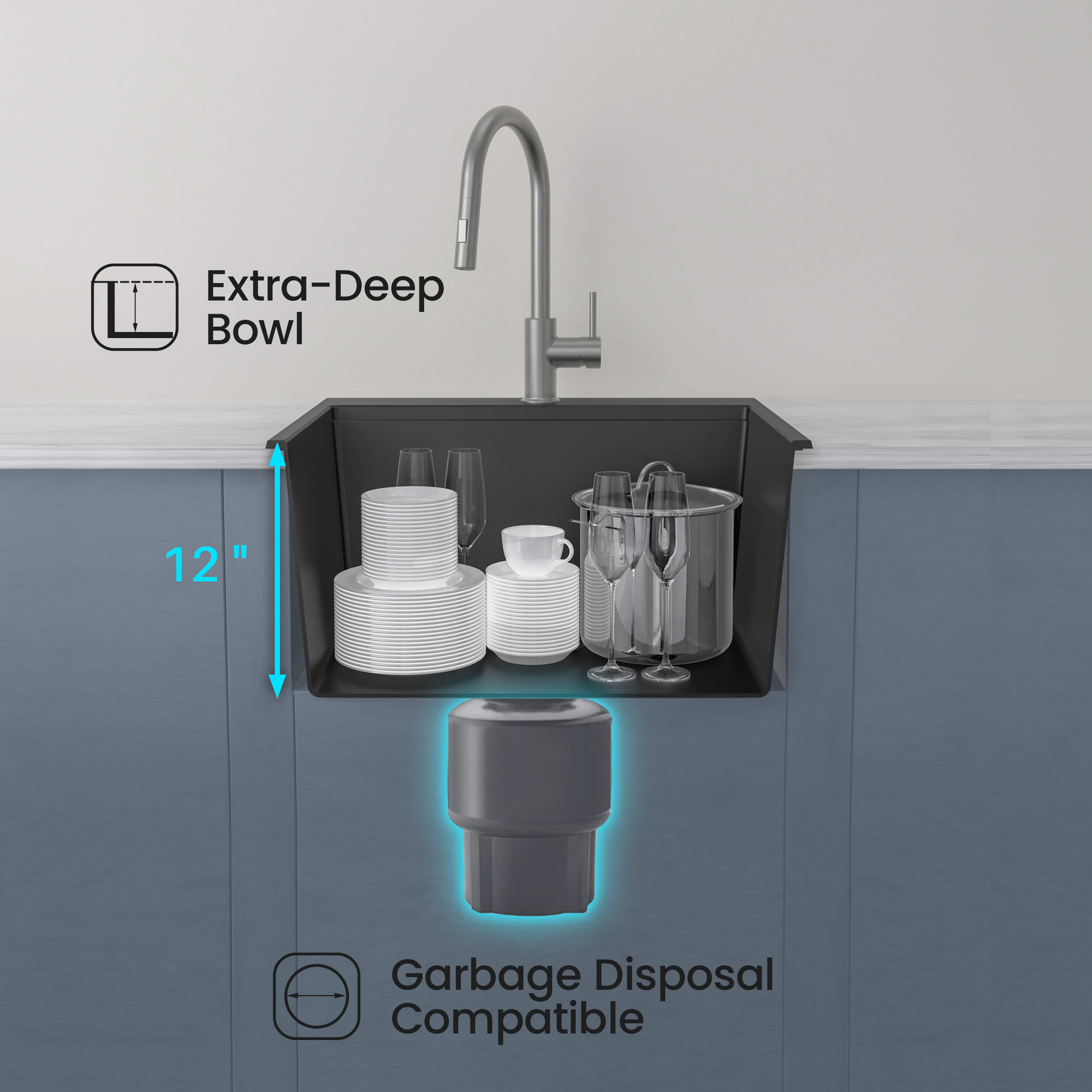 25″ Top-Mount Workstation Single Bowl Quartz Kitchen Sink – K4-TS25T