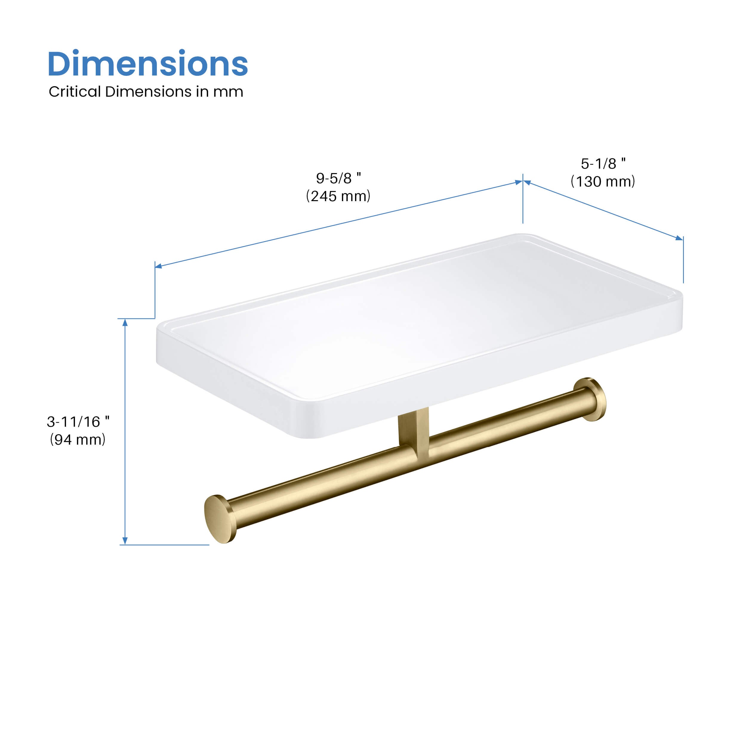 Bathroom Hardware Accessory Wall Mounted Tissue Holder with Shelf KBA1208