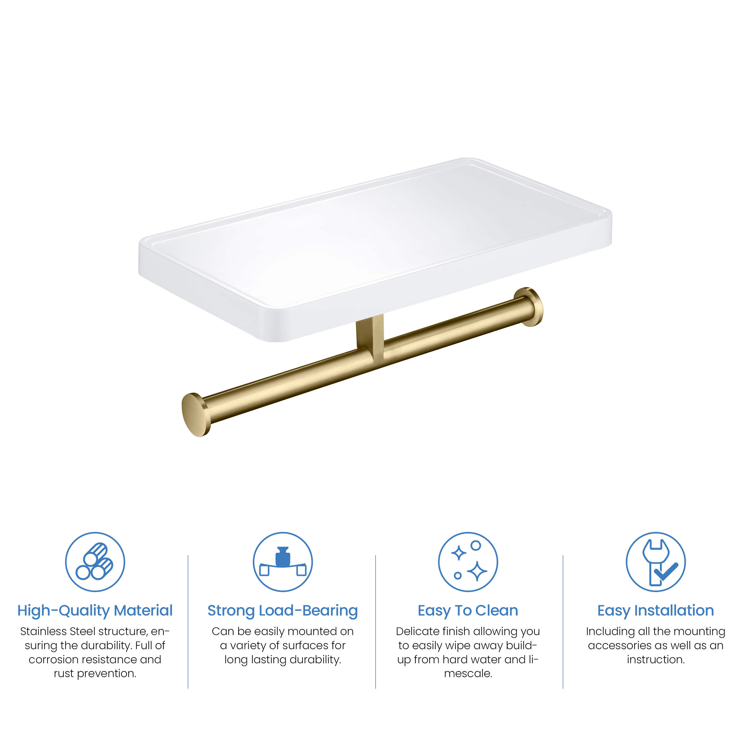 Bathroom Hardware Accessory Wall Mounted Tissue Holder with Shelf KBA1208