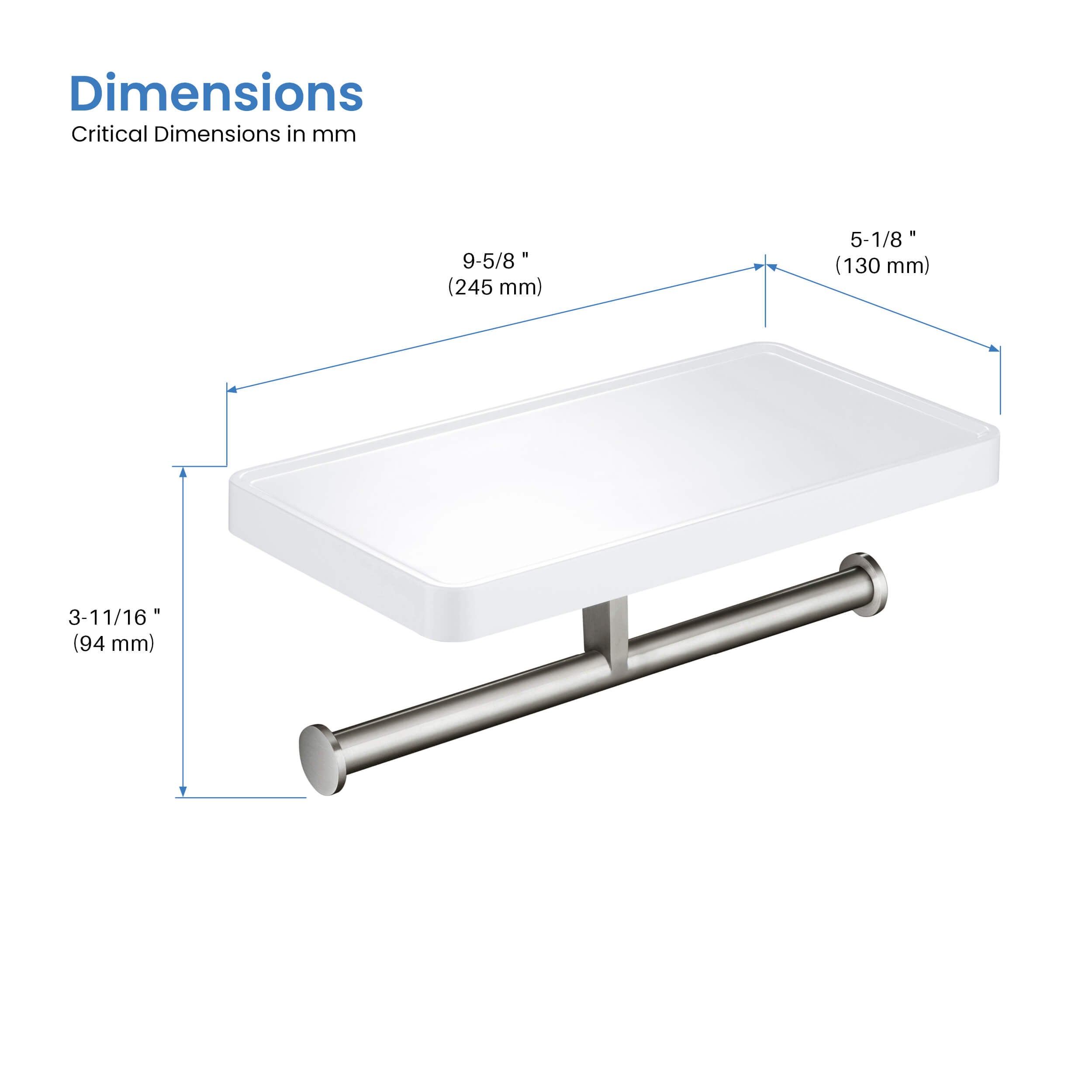 Bathroom Hardware Accessory Wall Mounted Tissue Holder with Shelf KBA1208