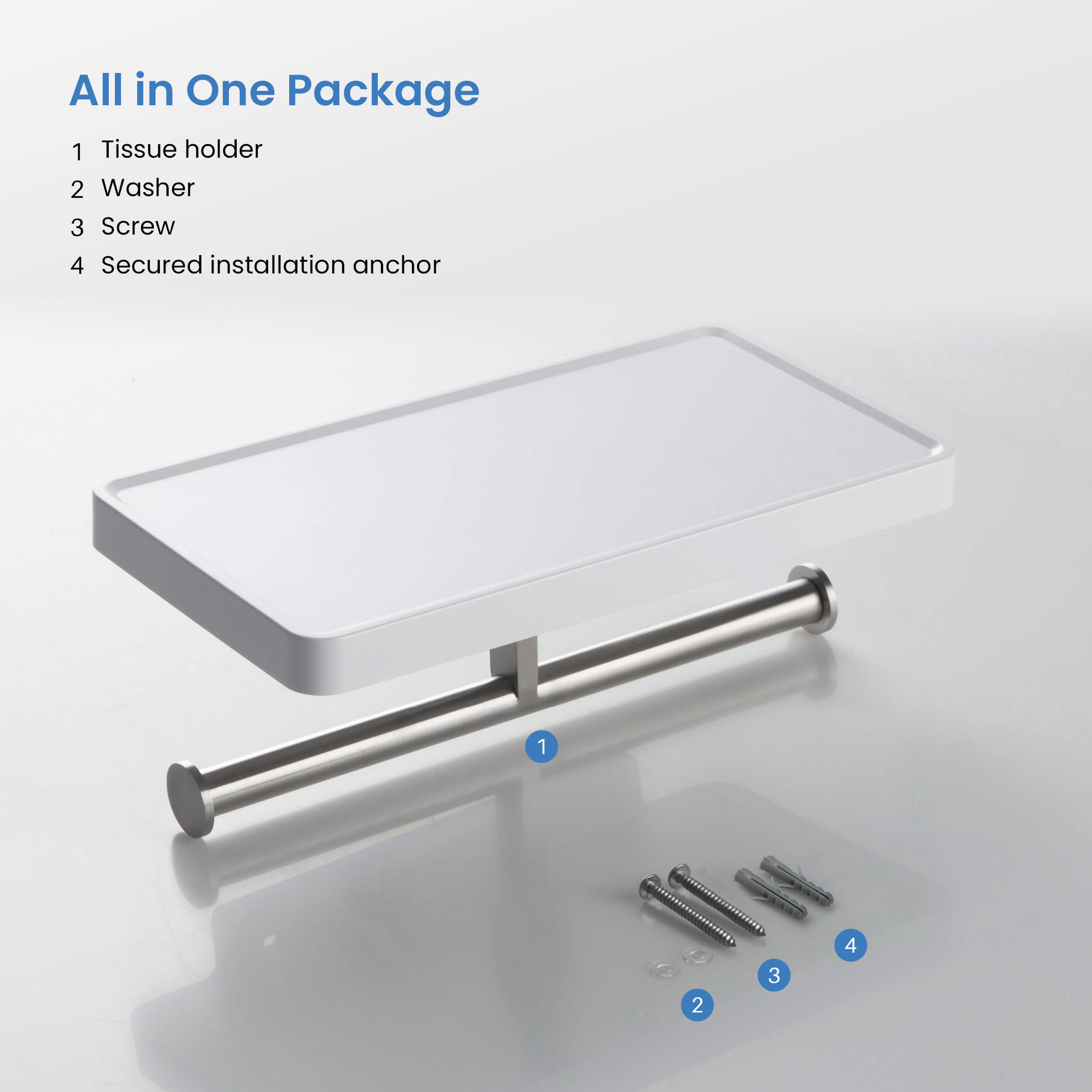 Bathroom Hardware Accessory Wall Mounted Tissue Holder with Shelf KBA1208