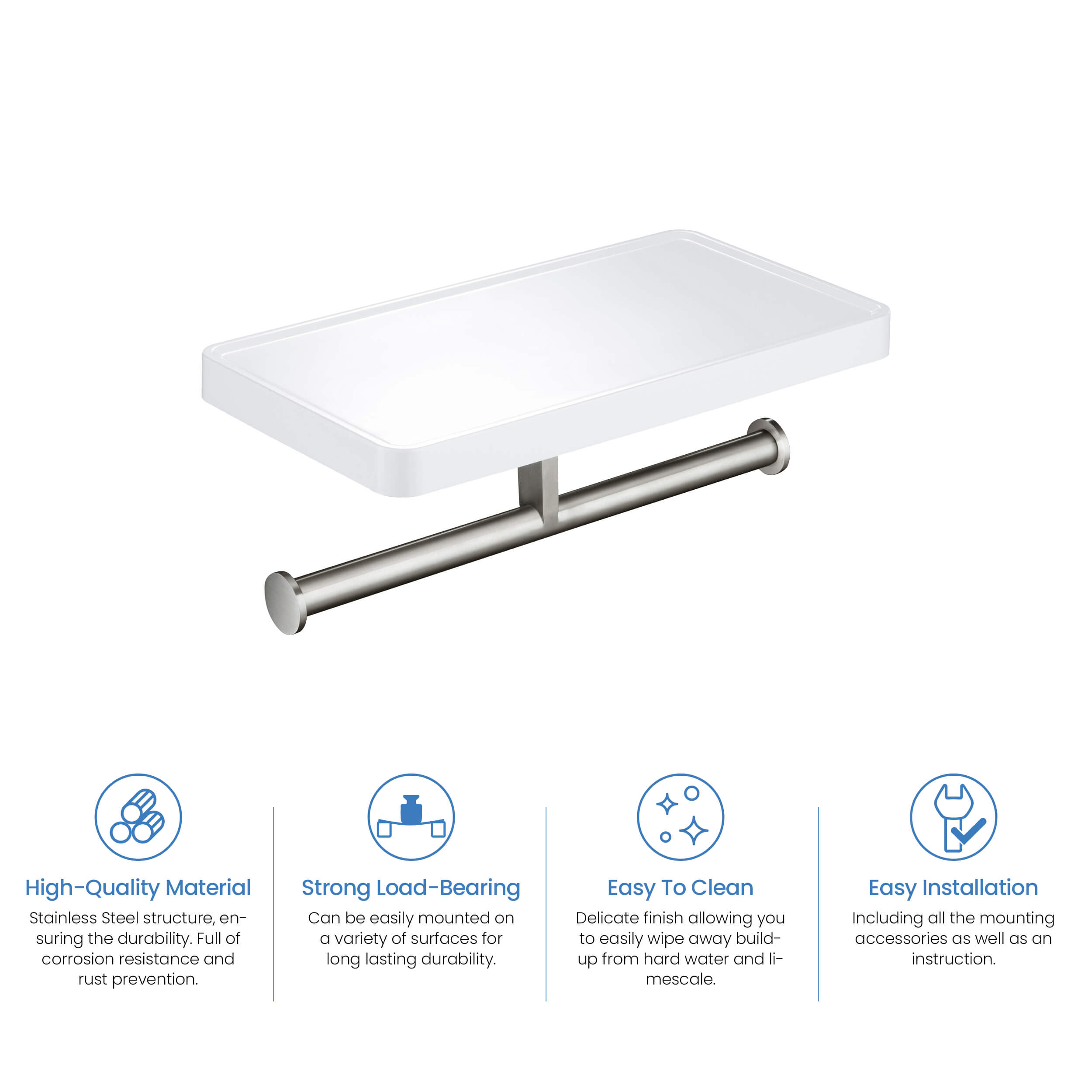 Bathroom Hardware Accessory Wall Mounted Tissue Holder with Shelf KBA1208