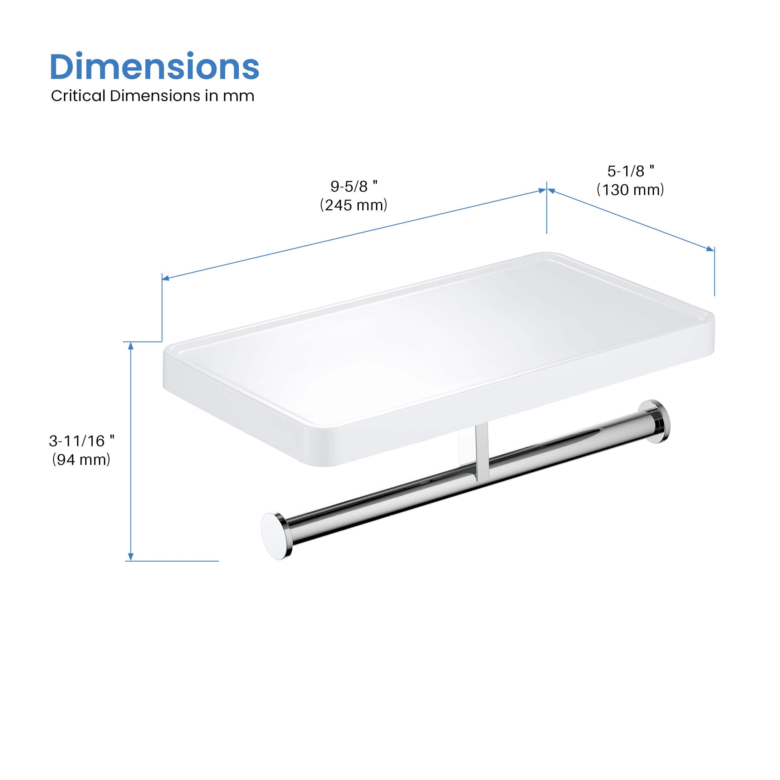 Bathroom Hardware Accessory Wall Mounted Tissue Holder with Shelf KBA1208