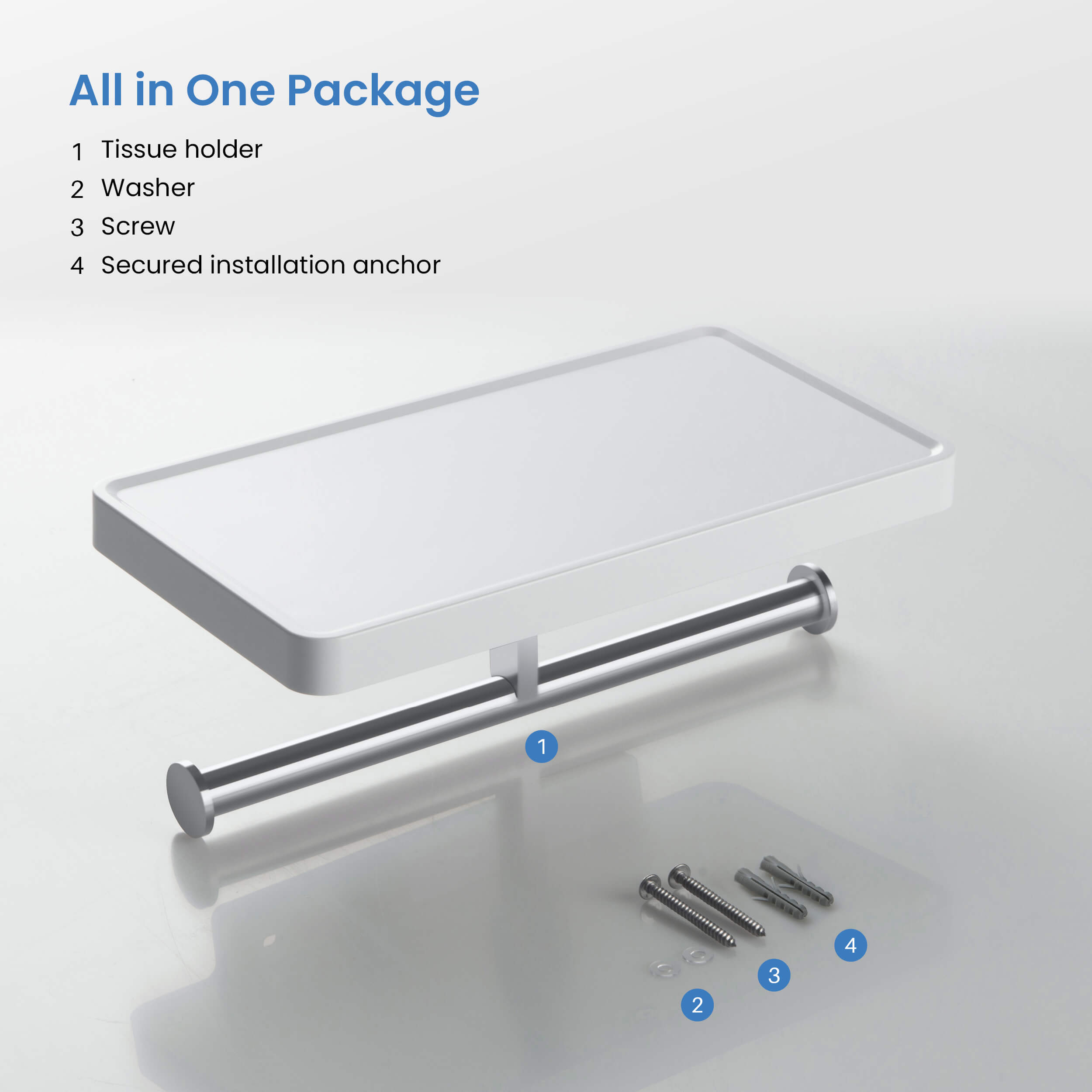 Bathroom Hardware Accessory Wall Mounted Tissue Holder with Shelf KBA1208