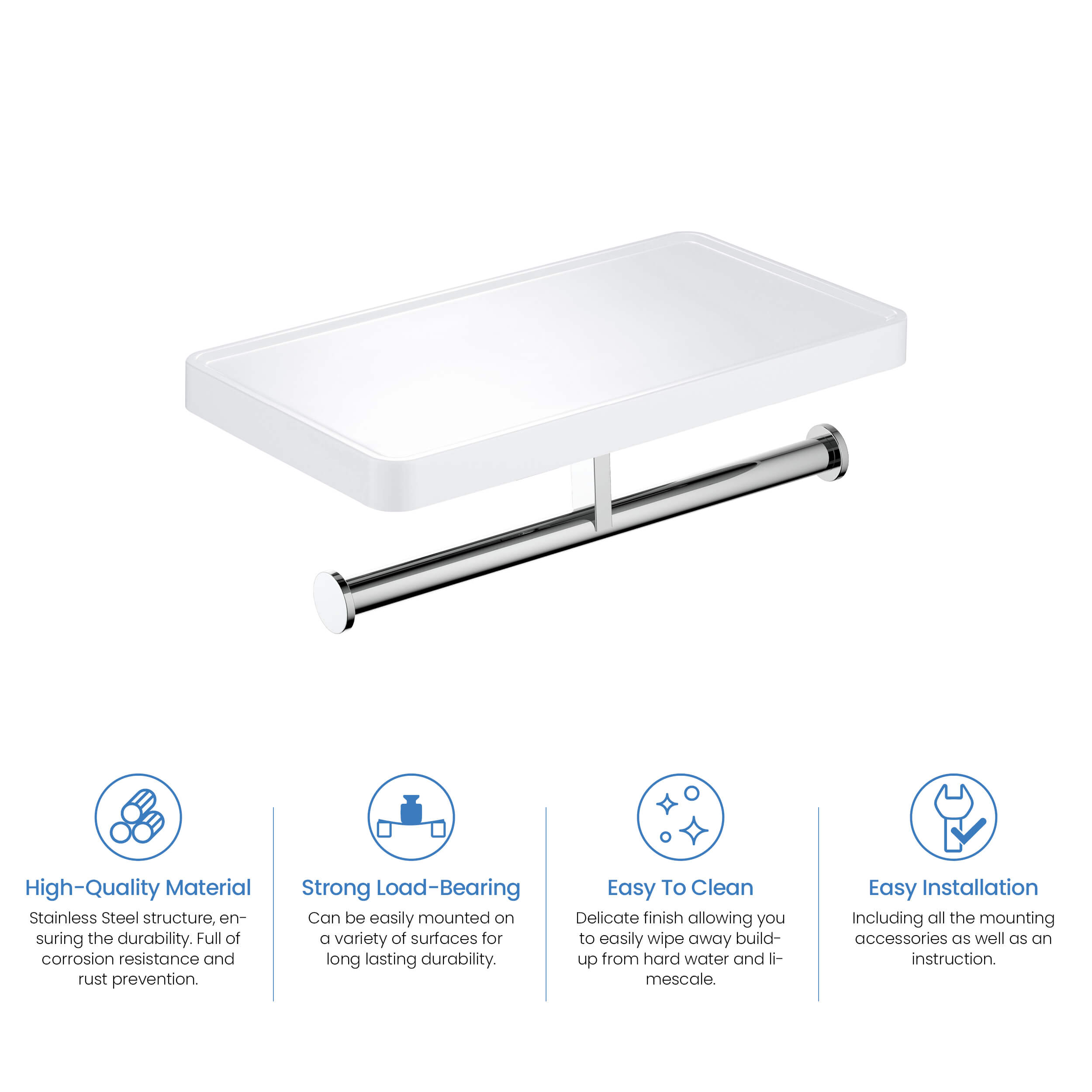 Bathroom Hardware Accessory Wall Mounted Tissue Holder with Shelf KBA1208