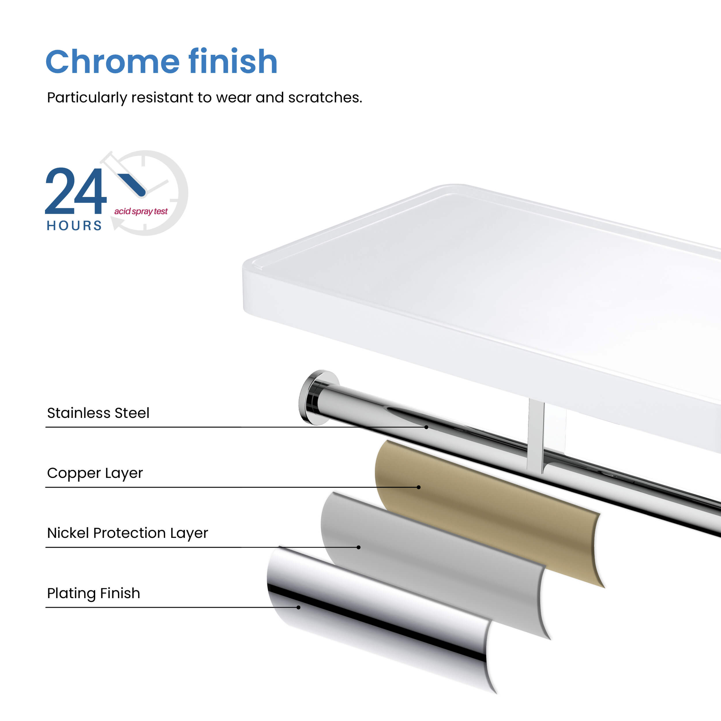 Bathroom Hardware Accessory Wall Mounted Tissue Holder with Shelf KBA1208