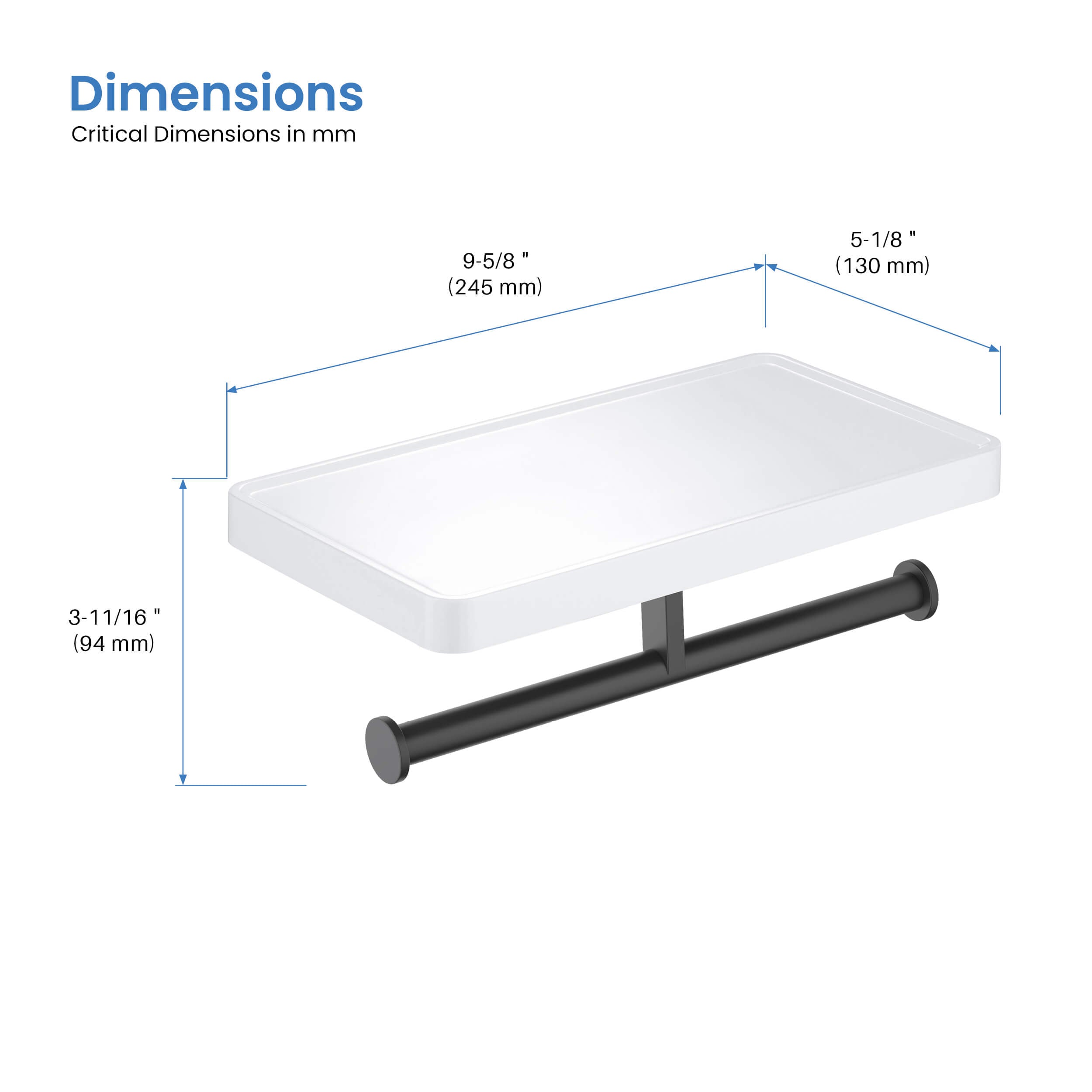 Bathroom Hardware Accessory Wall Mounted Tissue Holder with Shelf KBA1208
