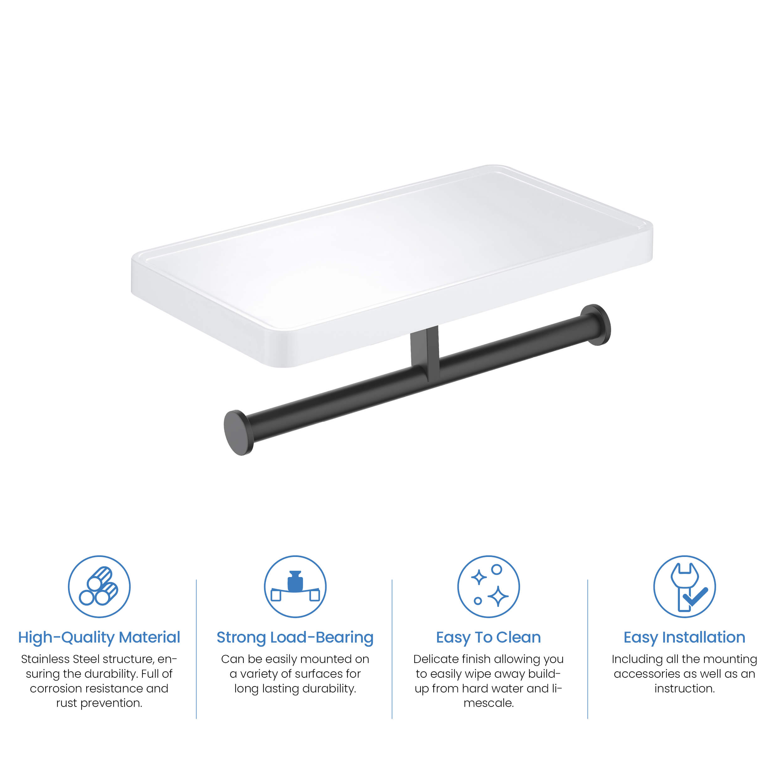 Bathroom Hardware Accessory Wall Mounted Tissue Holder with Shelf KBA1208