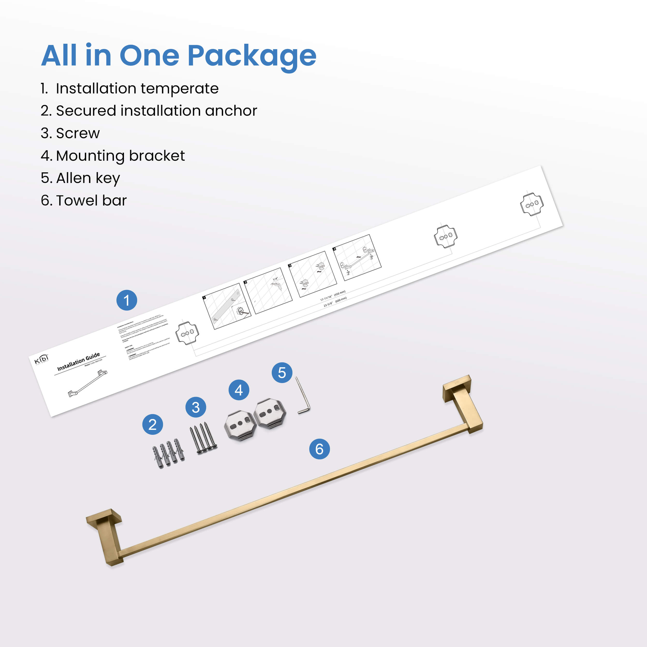 Cube 24 inch Bathroom Towel Bar KBA1504