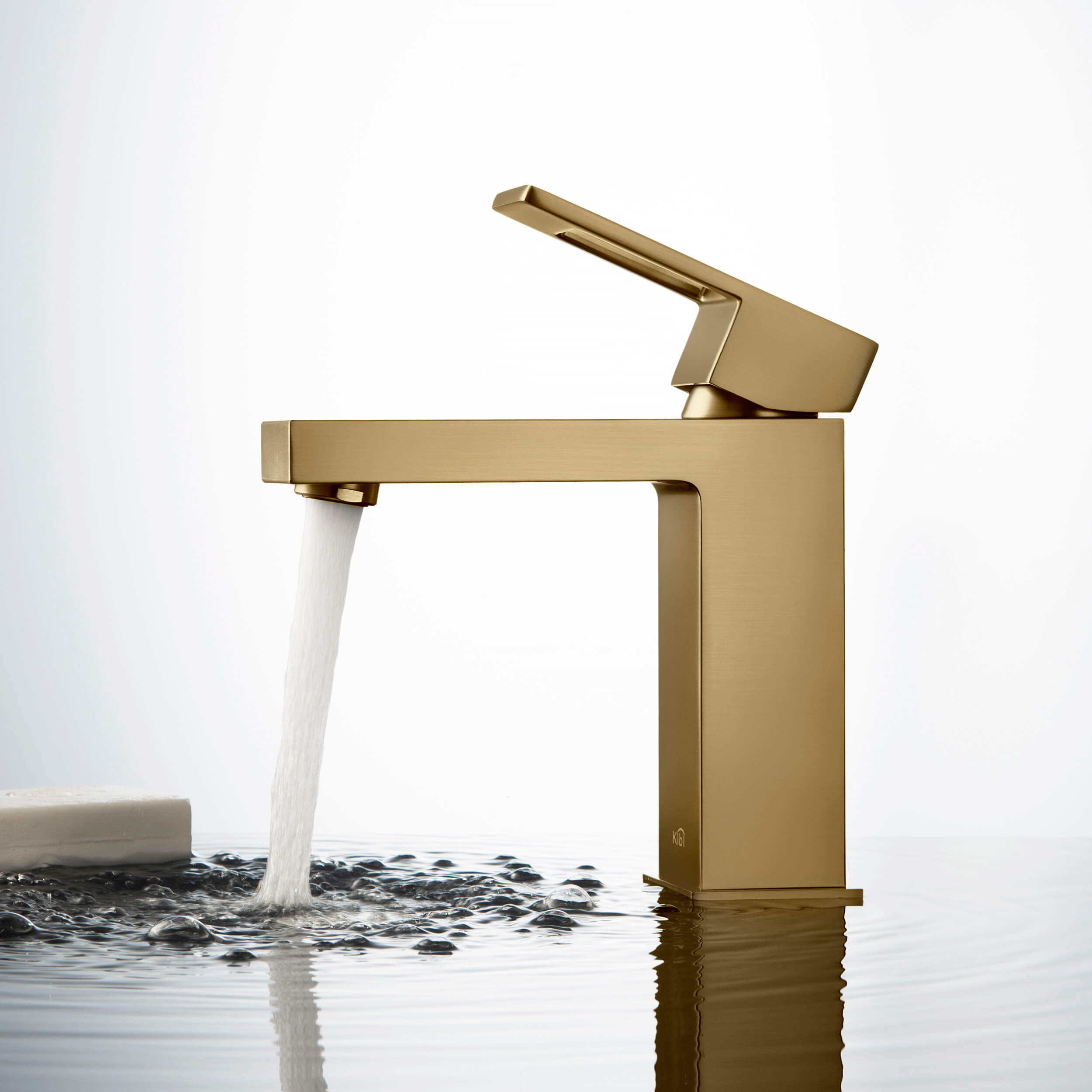 Cubic Brass Single Handle Bathroom Vanity Sink Faucet, Lavatory Sink Faucet - C-KBF1002-KPW100
