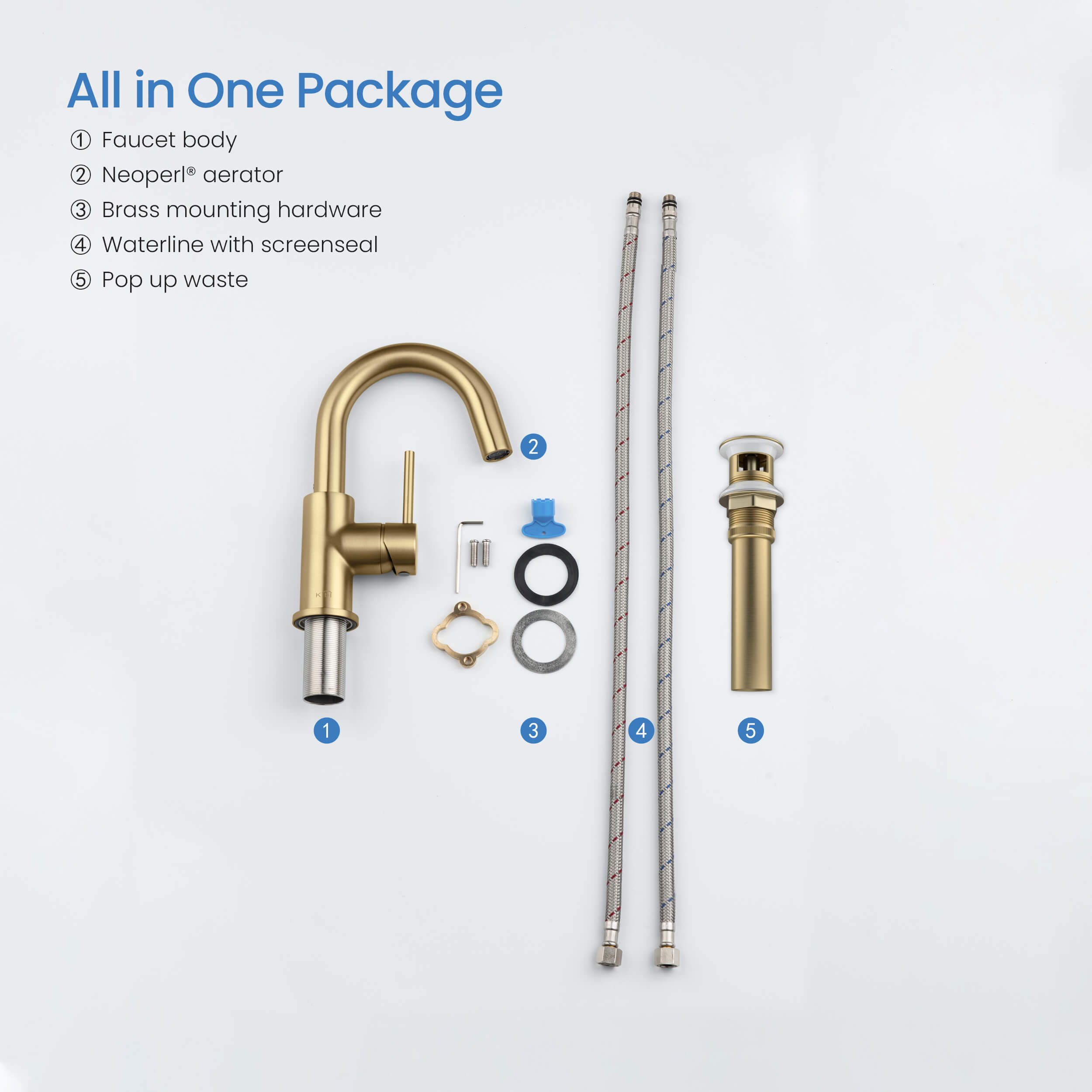 Circular Single Handle High-Arc Bathroom Vanity Sink Faucet C-KBF1021-KPW100