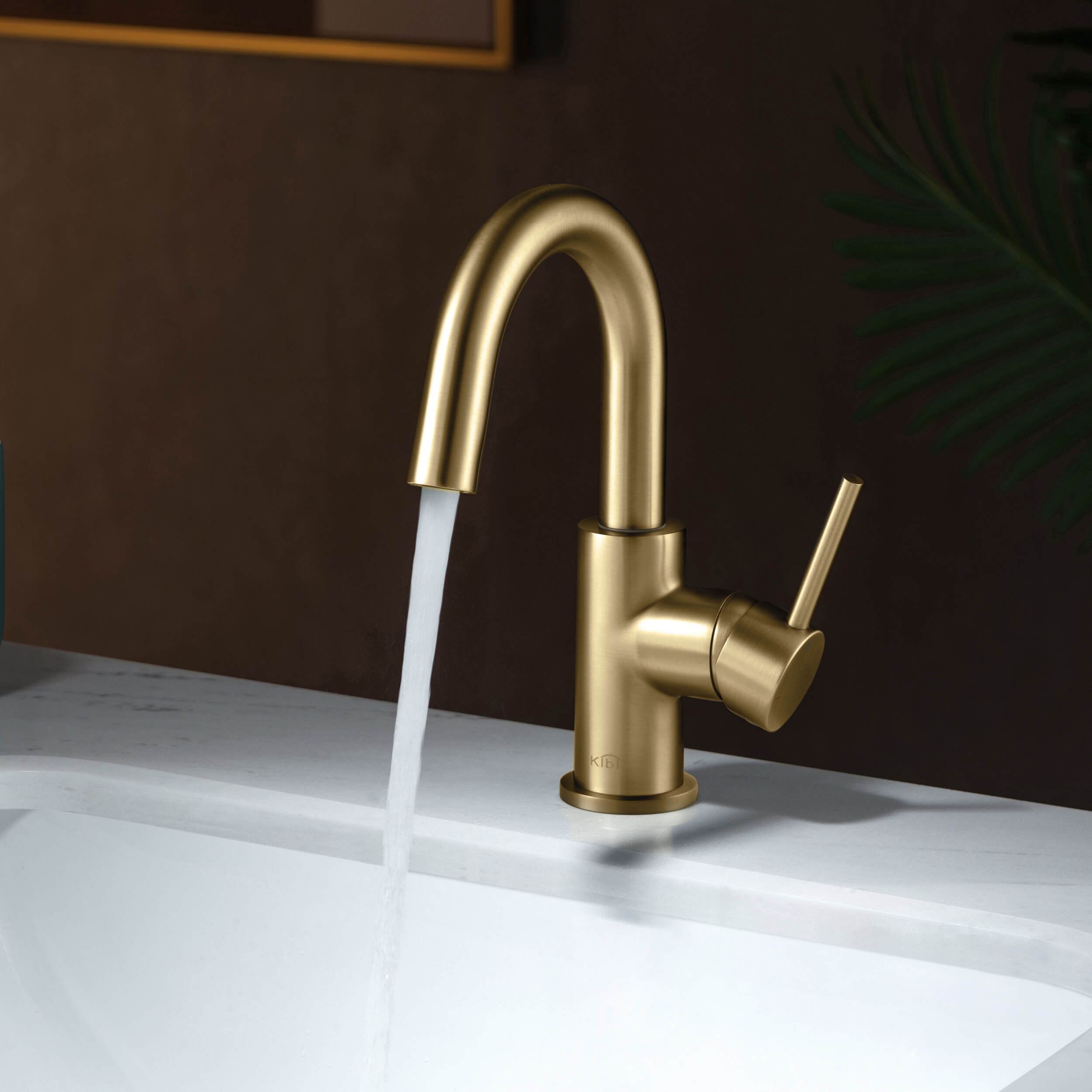 Circular Single Handle High-Arc Bathroom Vanity Sink Faucet C-KBF1021-KPW100