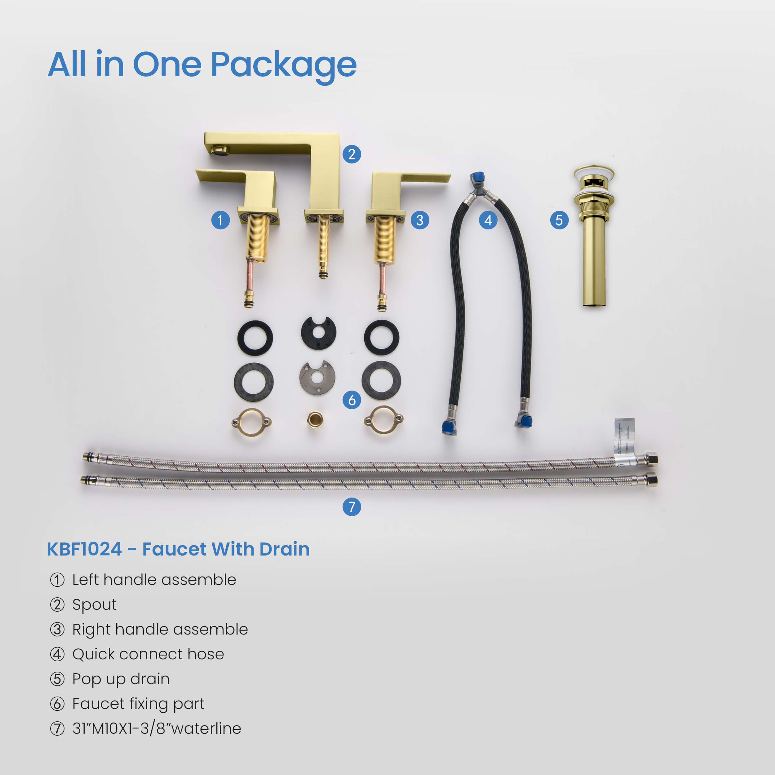 Cube 8" Bathroom Sink Widespread Faucet with Drain Assembly  KBF1024