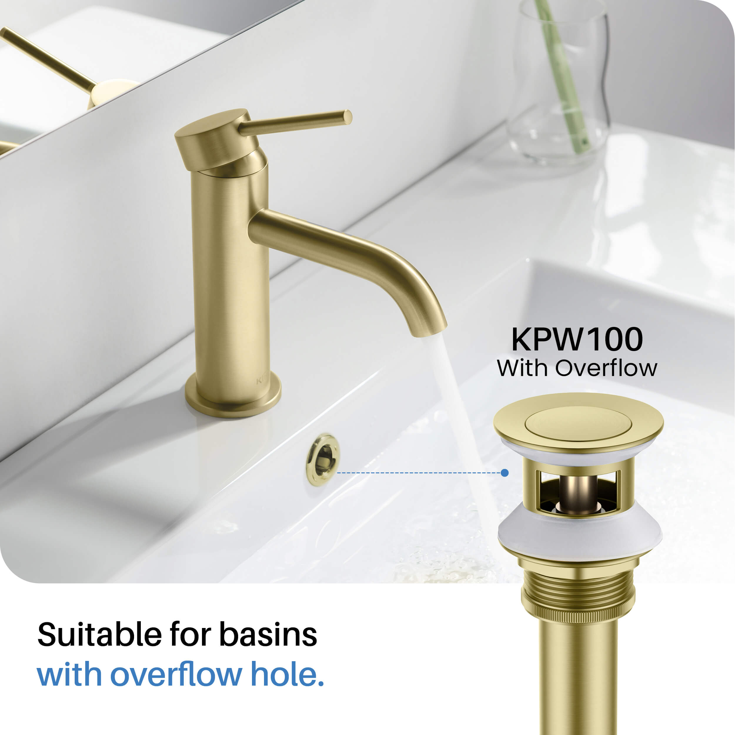 Cube 8" Bathroom Sink Widespread Faucet with Drain Assembly  KBF1024