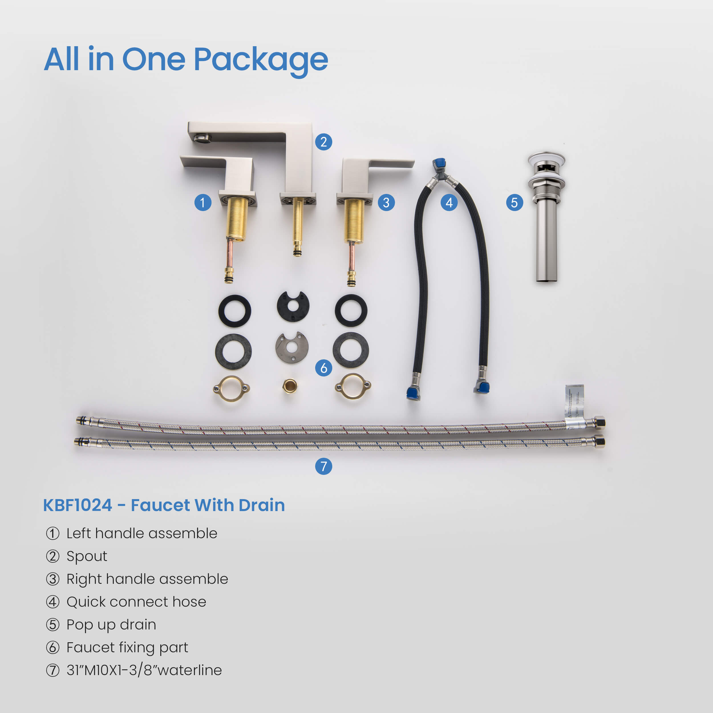 Cube 8" Bathroom Sink Widespread Faucet with Drain Assembly  KBF1024