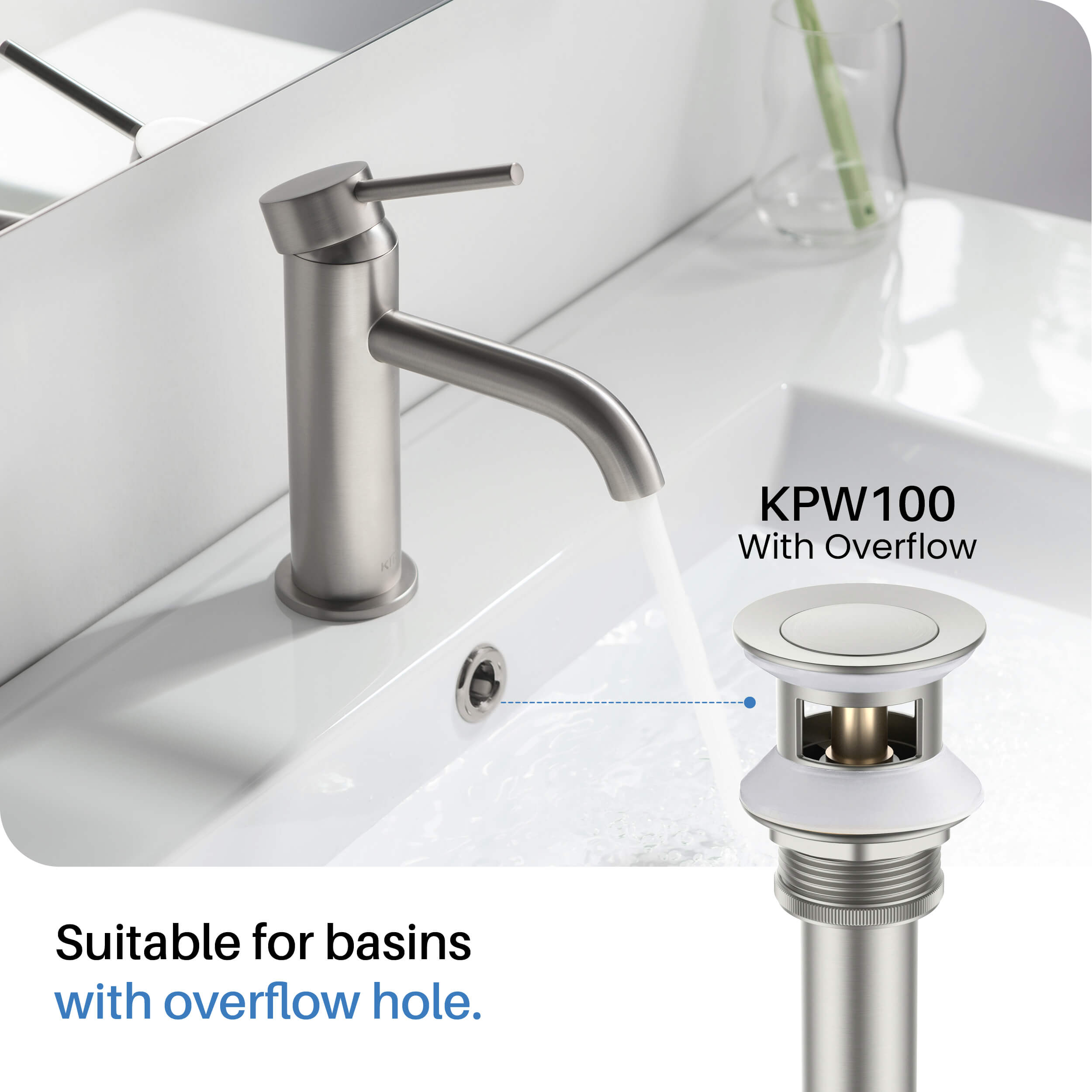 Cube 8" Bathroom Sink Widespread Faucet with Drain Assembly  KBF1024