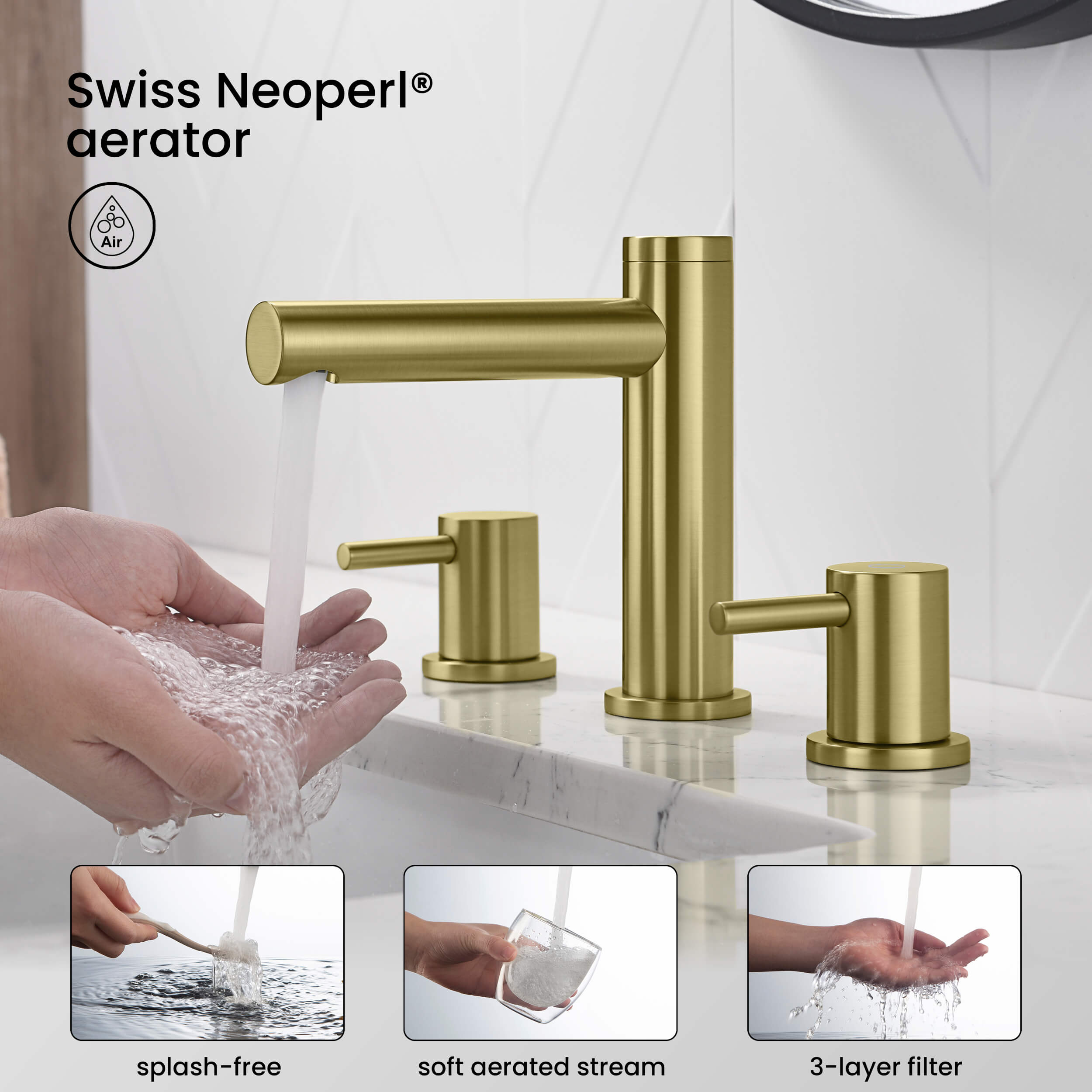 Circular 8" Bathroom Sink Widespread Faucet with Drain Assembly KBF1025