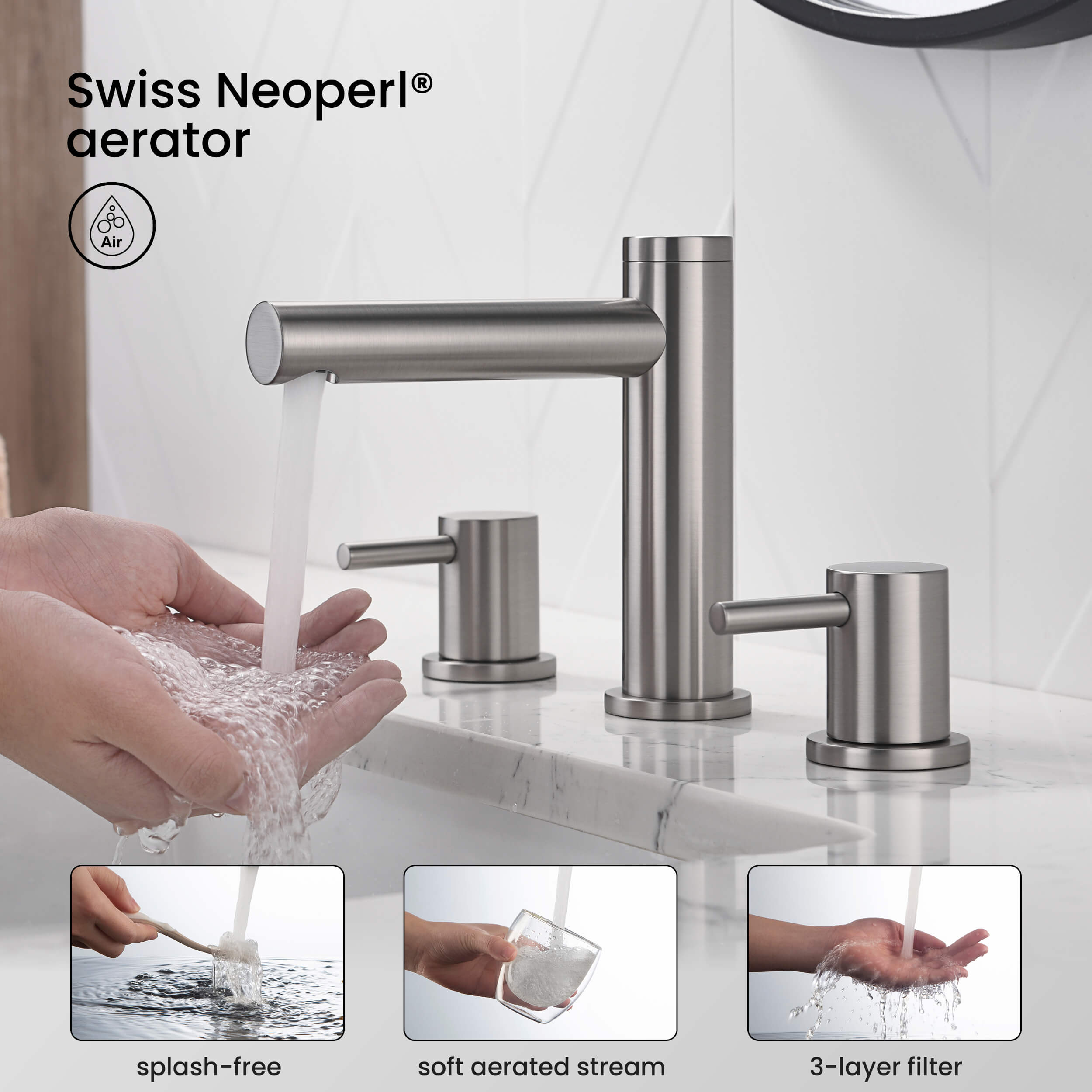 Circular 8" Bathroom Sink Widespread Faucet with Drain Assembly KBF1025