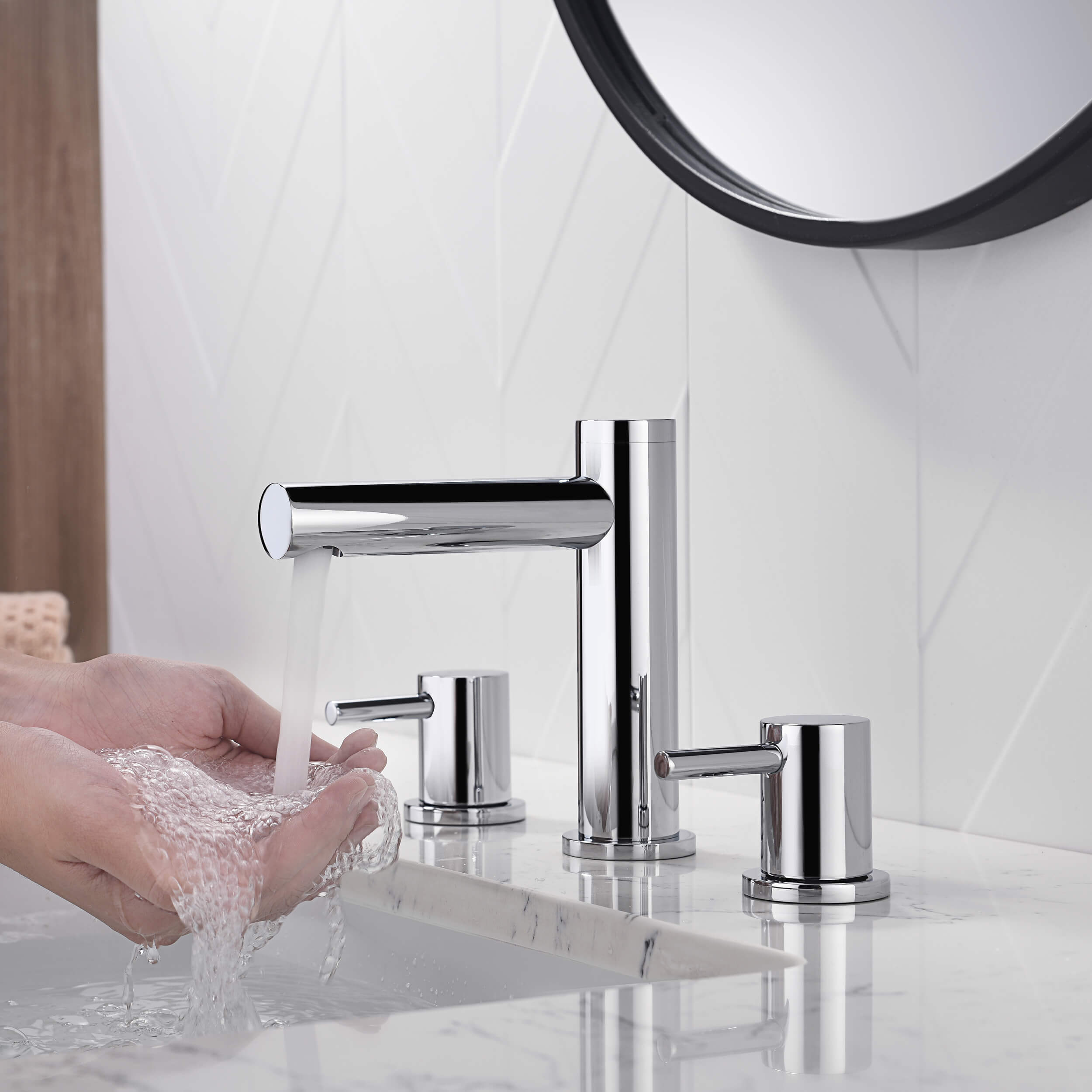 Circular 8" Bathroom Sink Widespread Faucet with Drain Assembly KBF1025