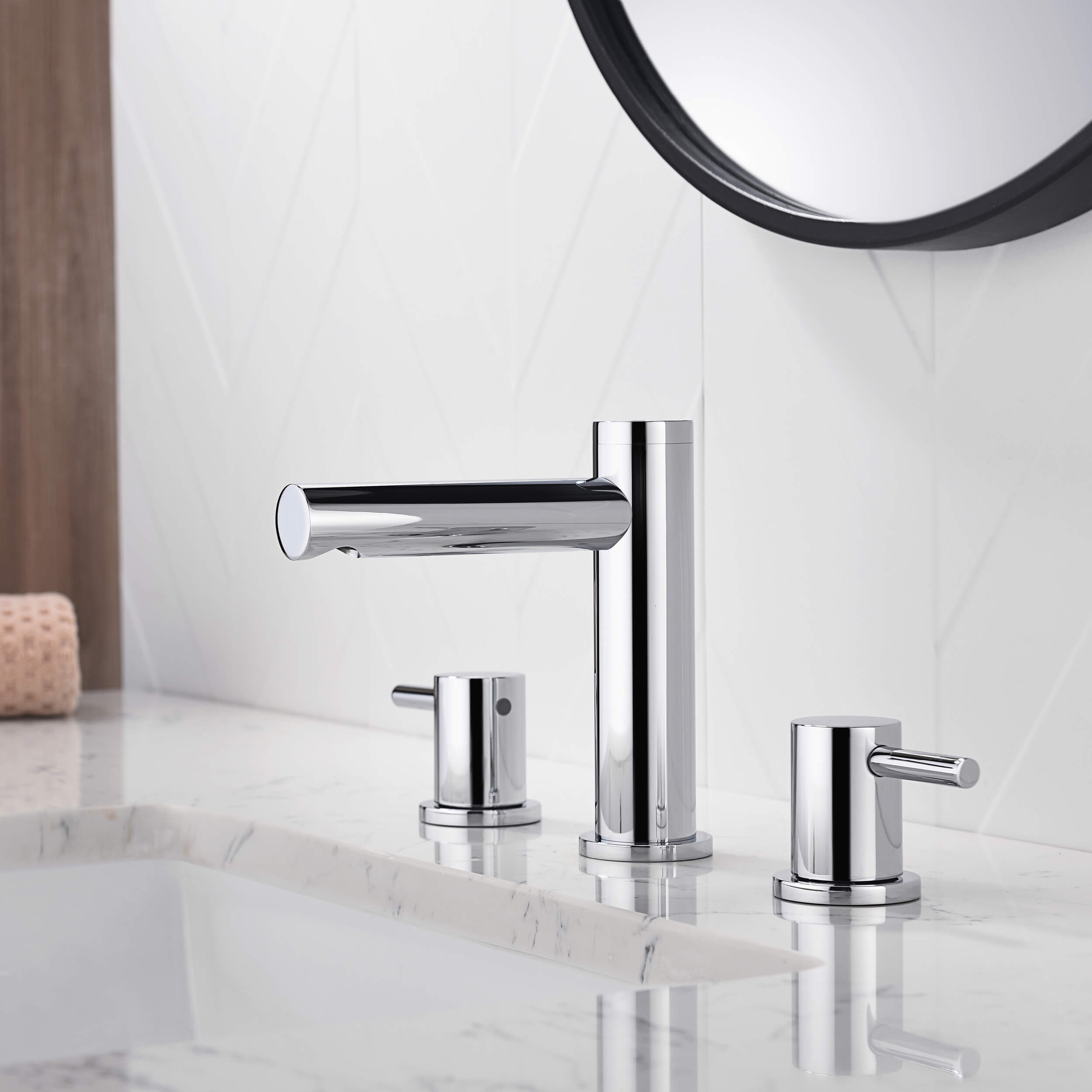 Circular 8" Bathroom Sink Widespread Faucet with Drain Assembly KBF1025