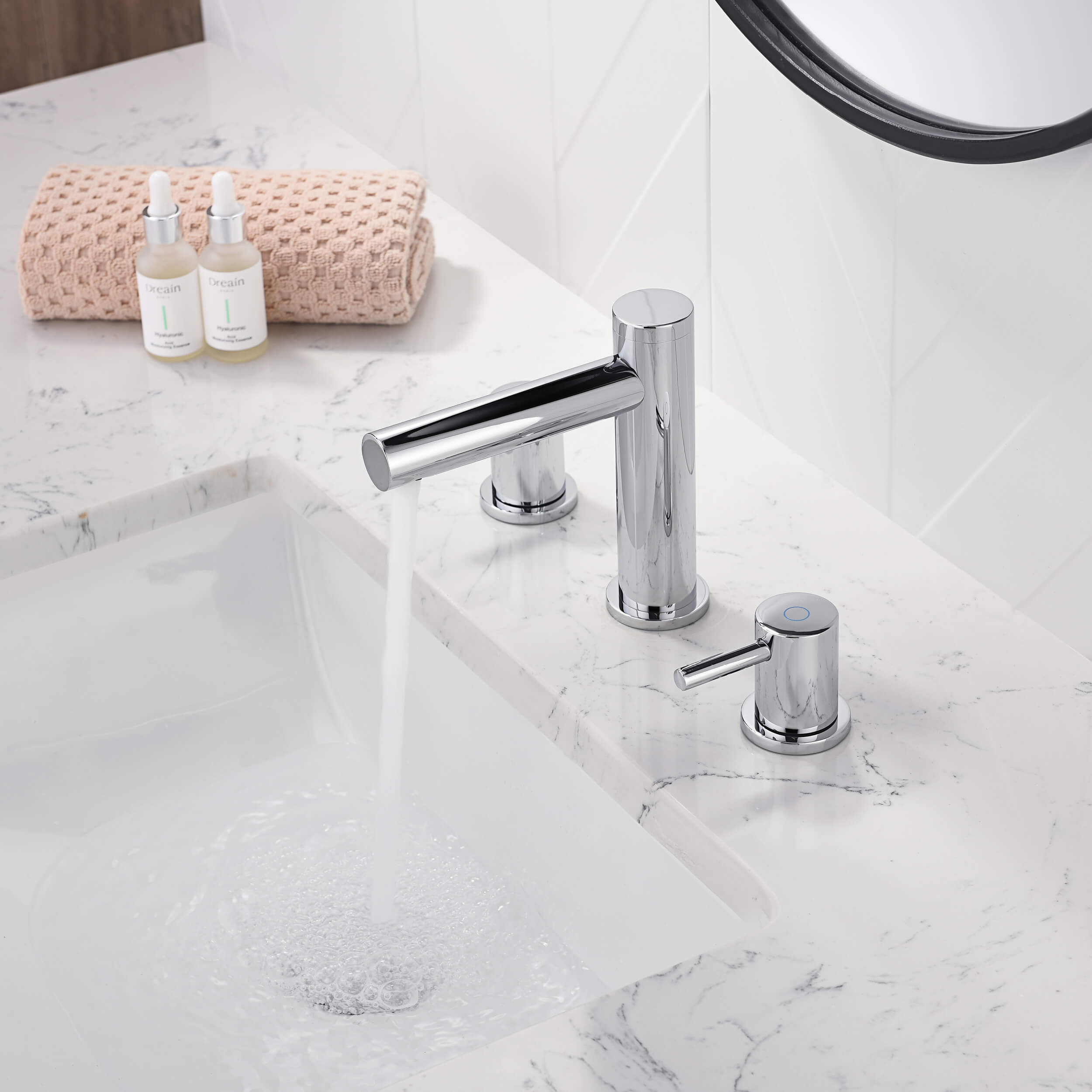 Circular 8" Bathroom Sink Widespread Faucet with Drain Assembly KBF1025