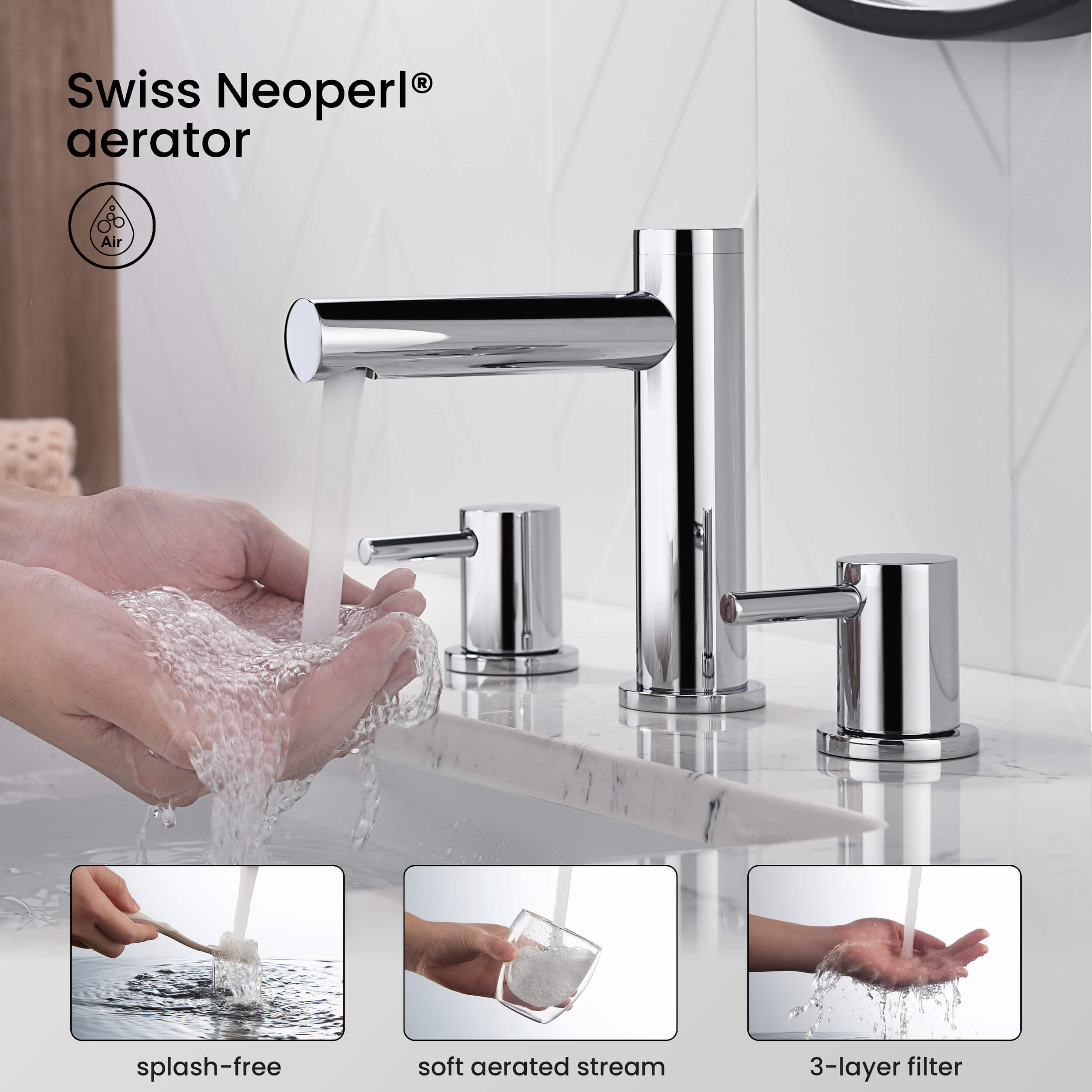 Circular 8" Bathroom Sink Widespread Faucet with Drain Assembly KBF1025