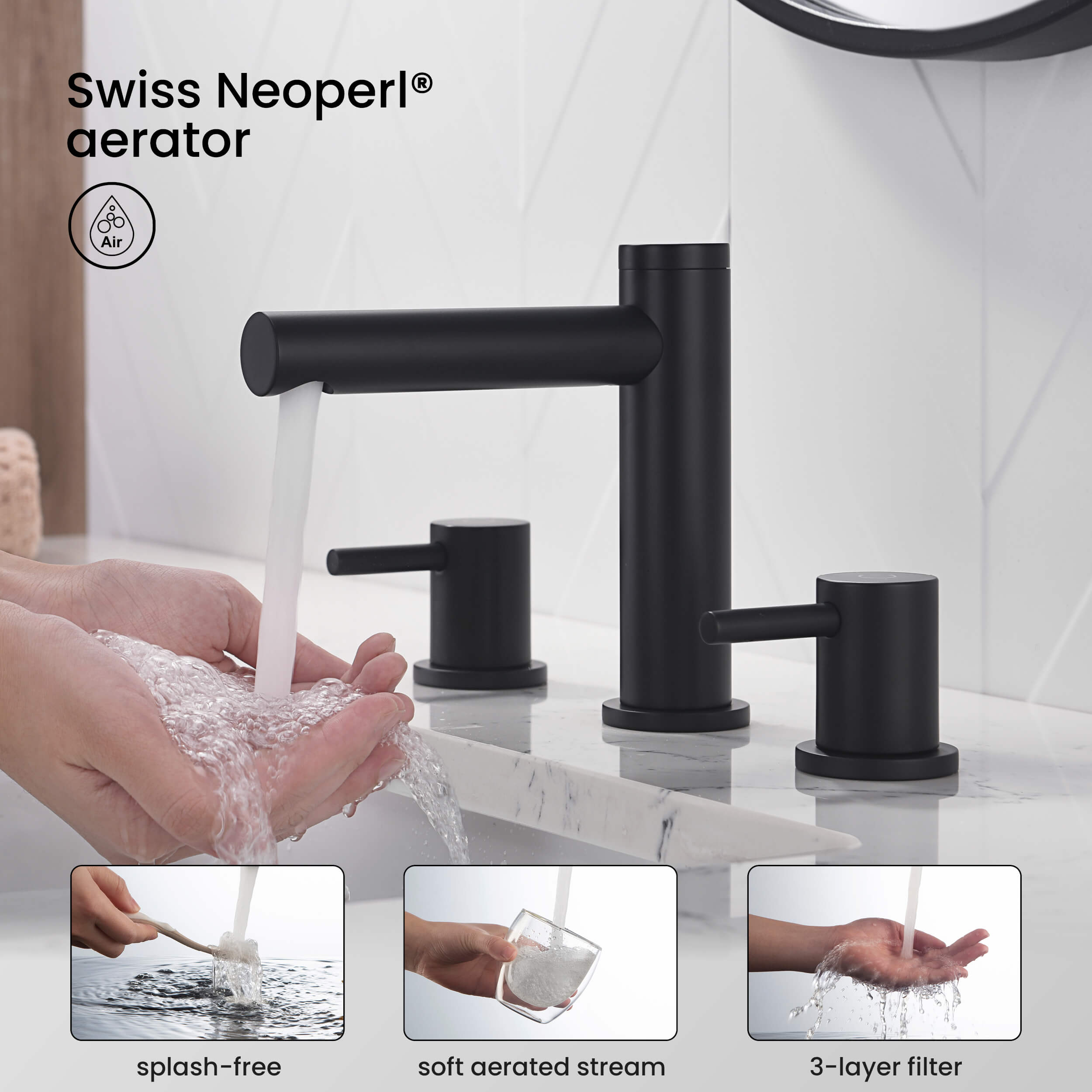 Circular 8" Bathroom Sink Widespread Faucet with Drain Assembly KBF1025