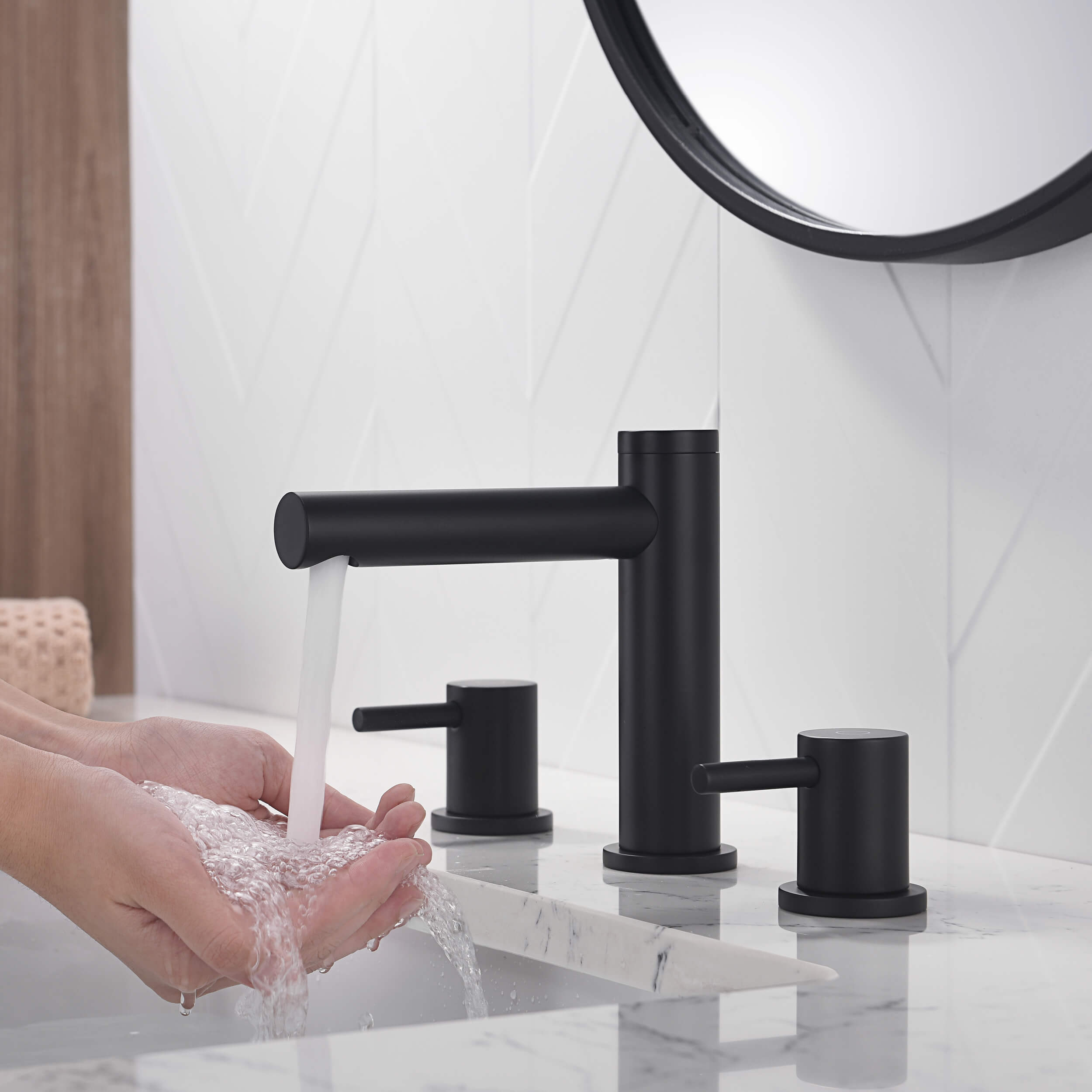 Circular 8" Bathroom Sink Widespread Faucet with Drain Assembly KBF1025