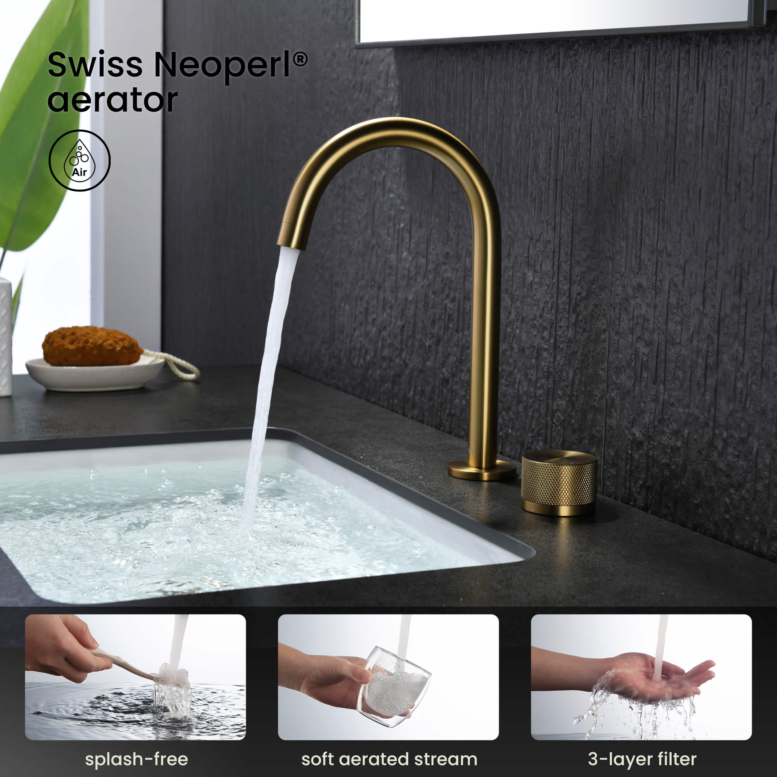 Circular X One Handle Two Holes Bathroom Vanity Sink Faucet with Drain Assembly - C-KBF1027