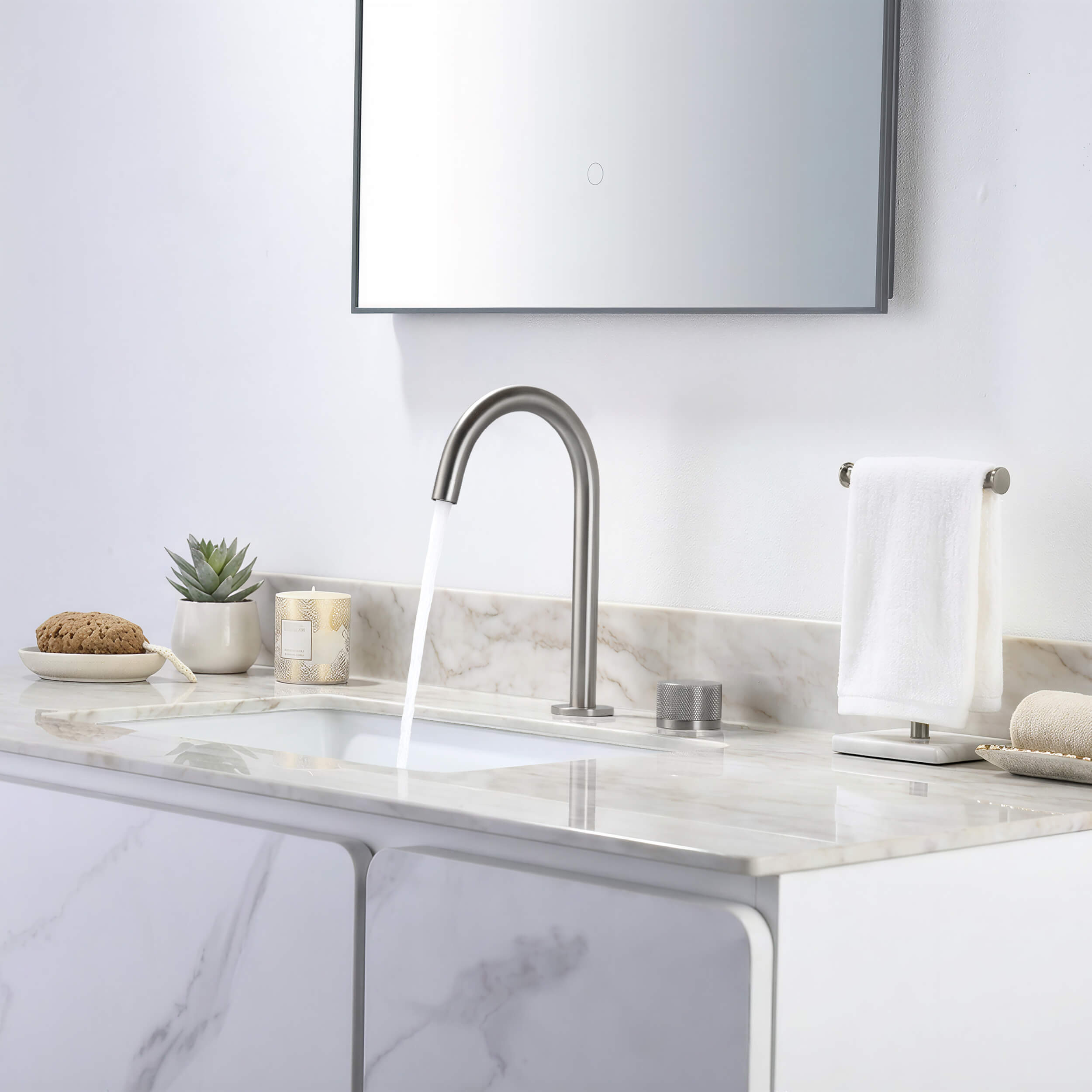 Circular X One Handle Two Holes Bathroom Vanity Sink Faucet with Drain Assembly - C-KBF1027