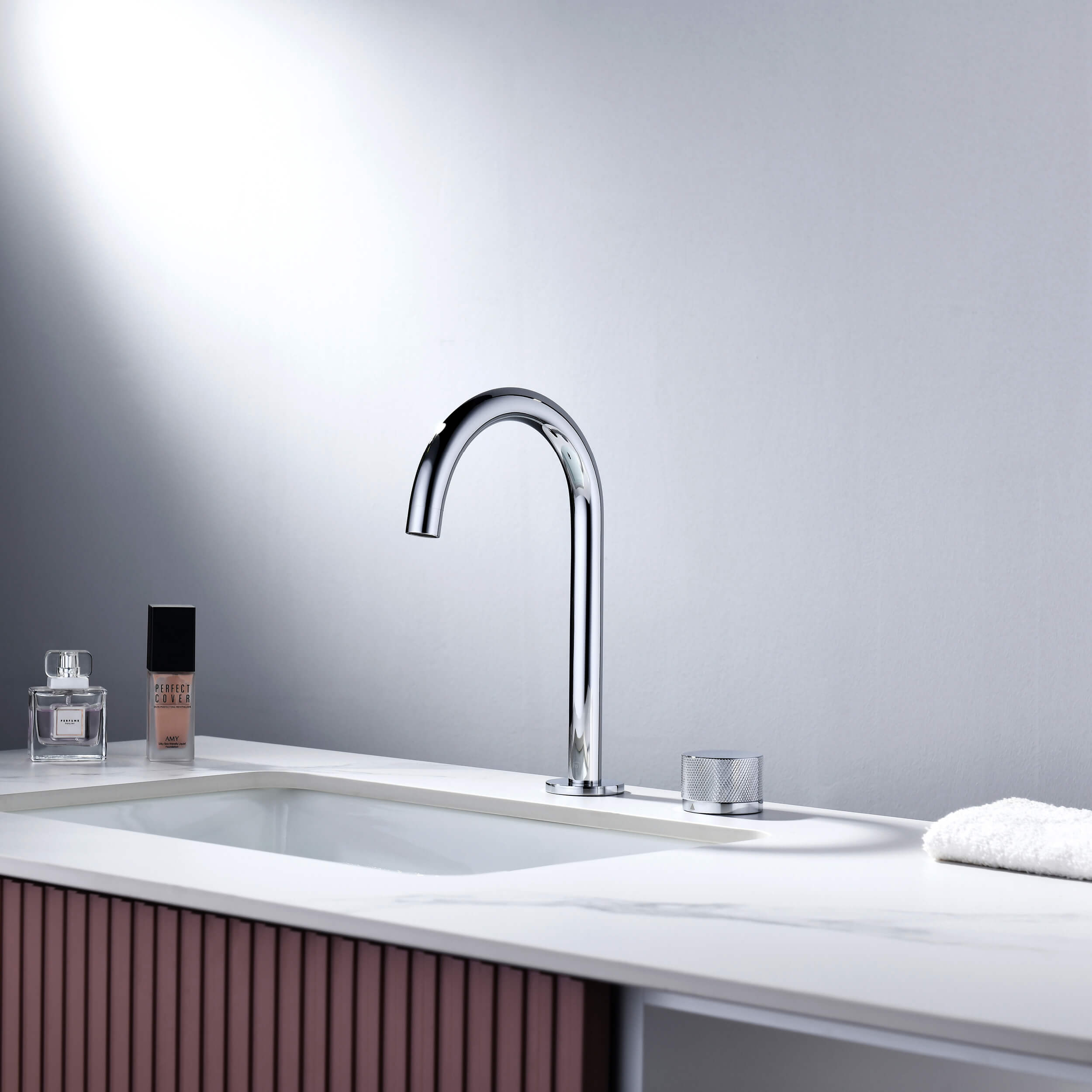 Circular X One Handle Two Holes Bathroom Vanity Sink Faucet with Drain Assembly - C-KBF1027