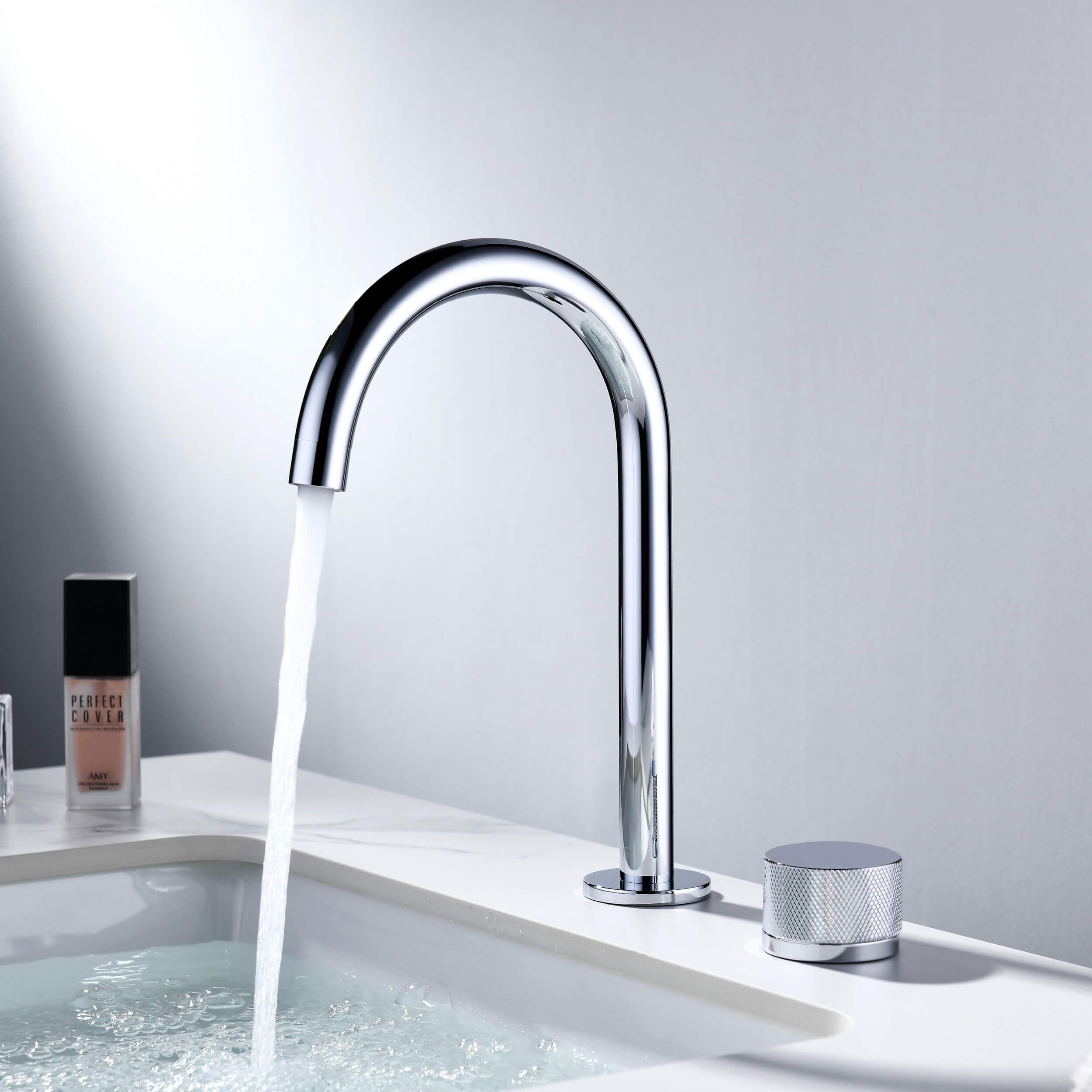 Circular X One Handle Two Holes Bathroom Vanity Sink Faucet with Drain Assembly - C-KBF1027