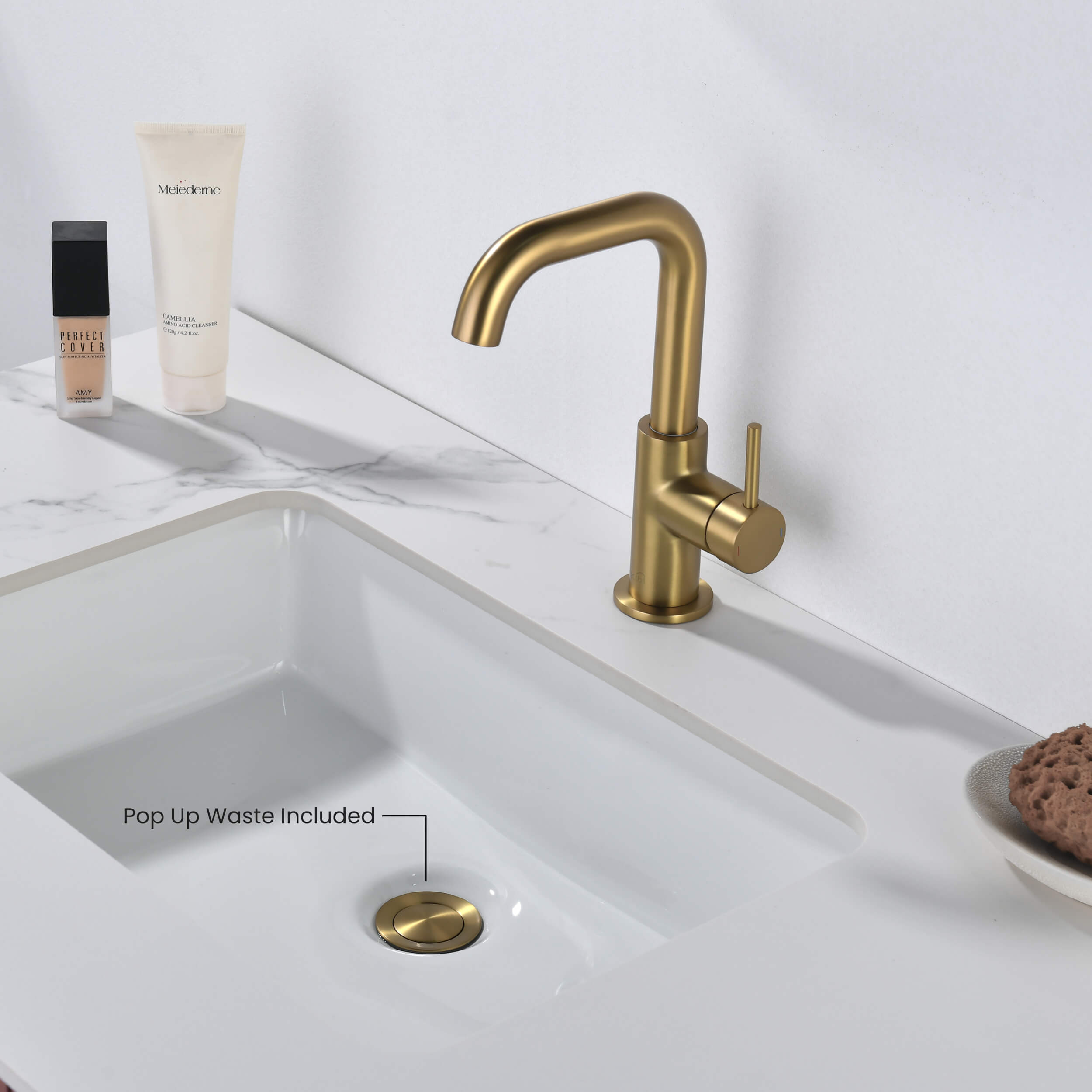 Macon Single Handle High-Arc Bathroom Vanity Sink Faucet - C-KBF1028