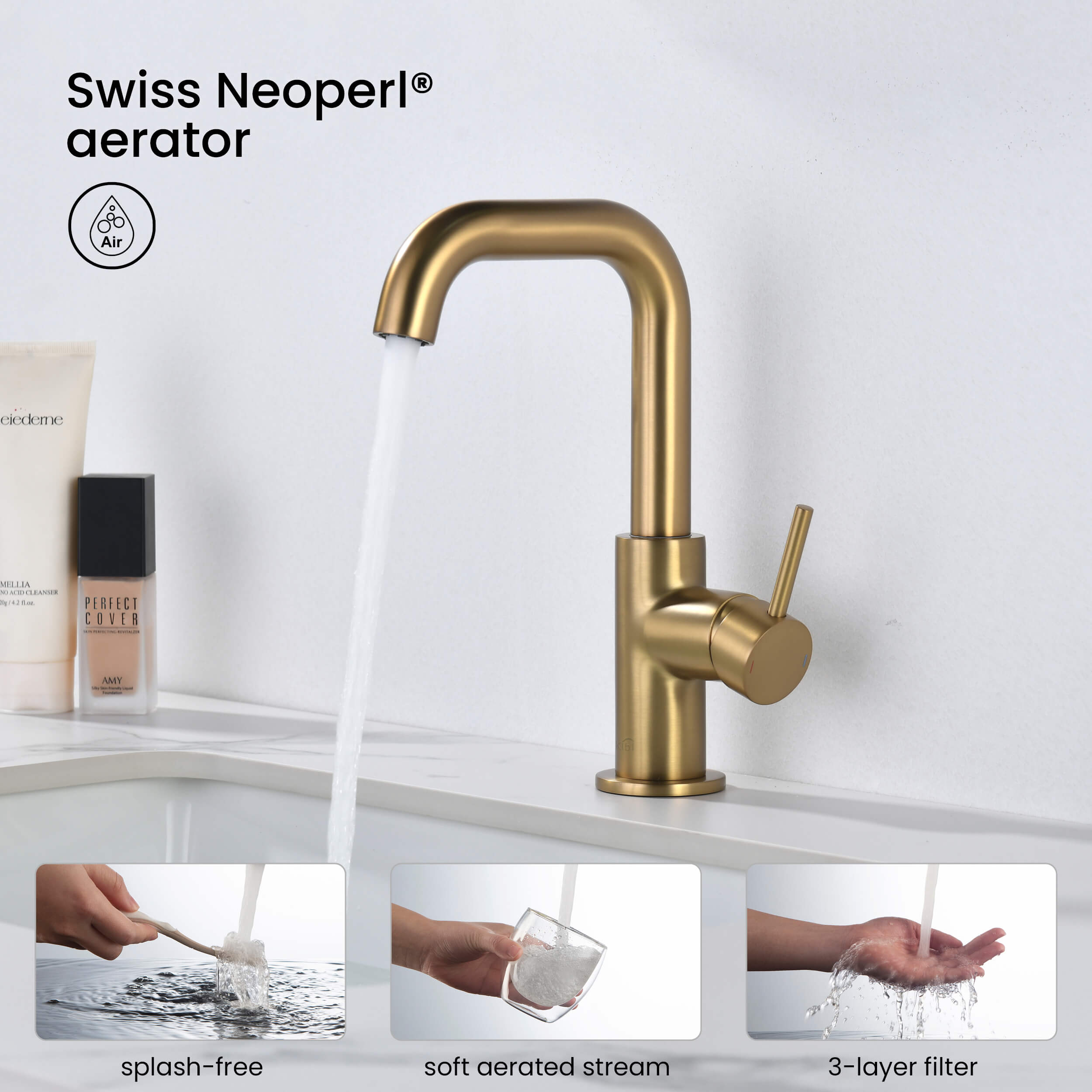 Macon Single Handle High-Arc Bathroom Vanity Sink Faucet - C-KBF1028