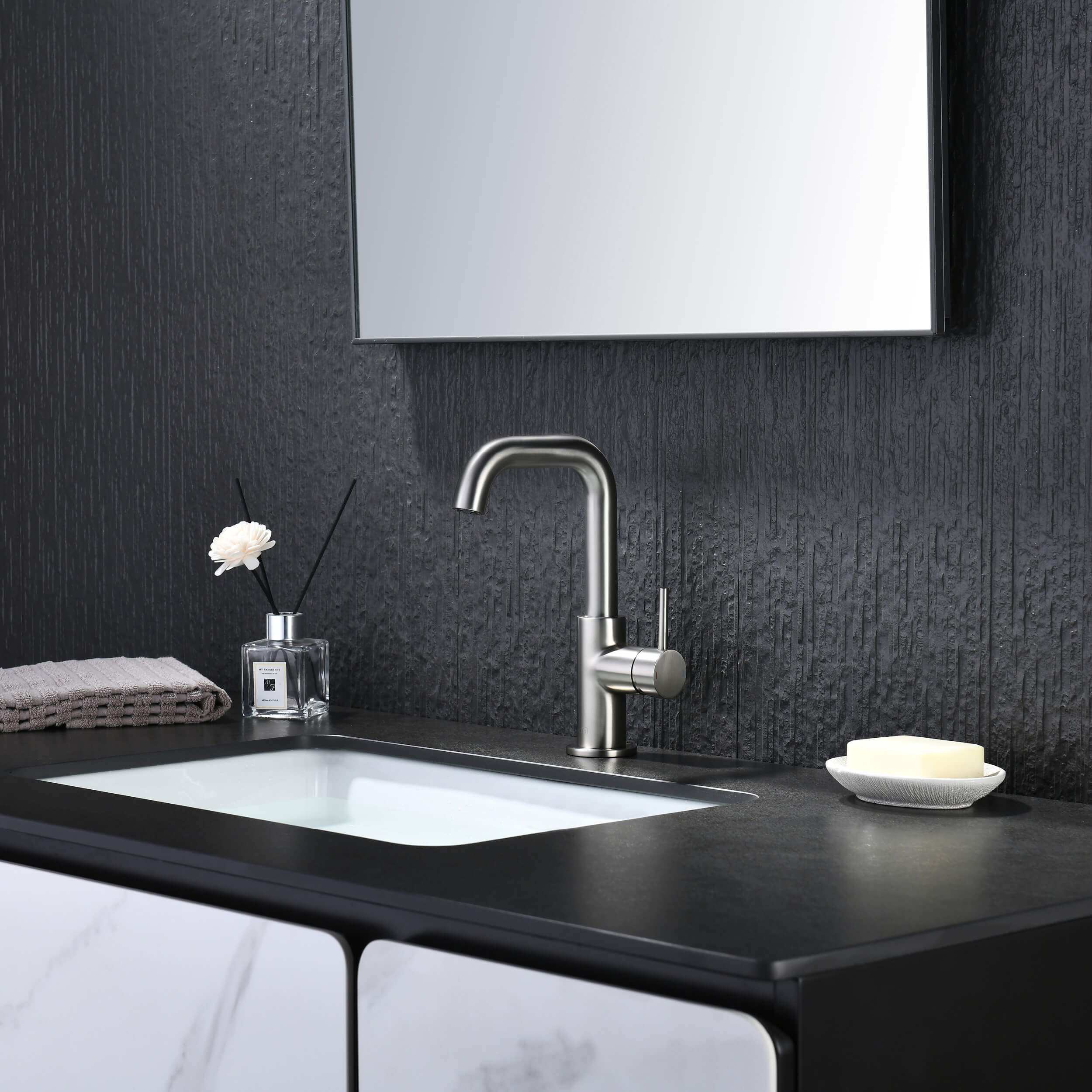 Macon Single Handle High-Arc Bathroom Vanity Sink Faucet - C-KBF1028