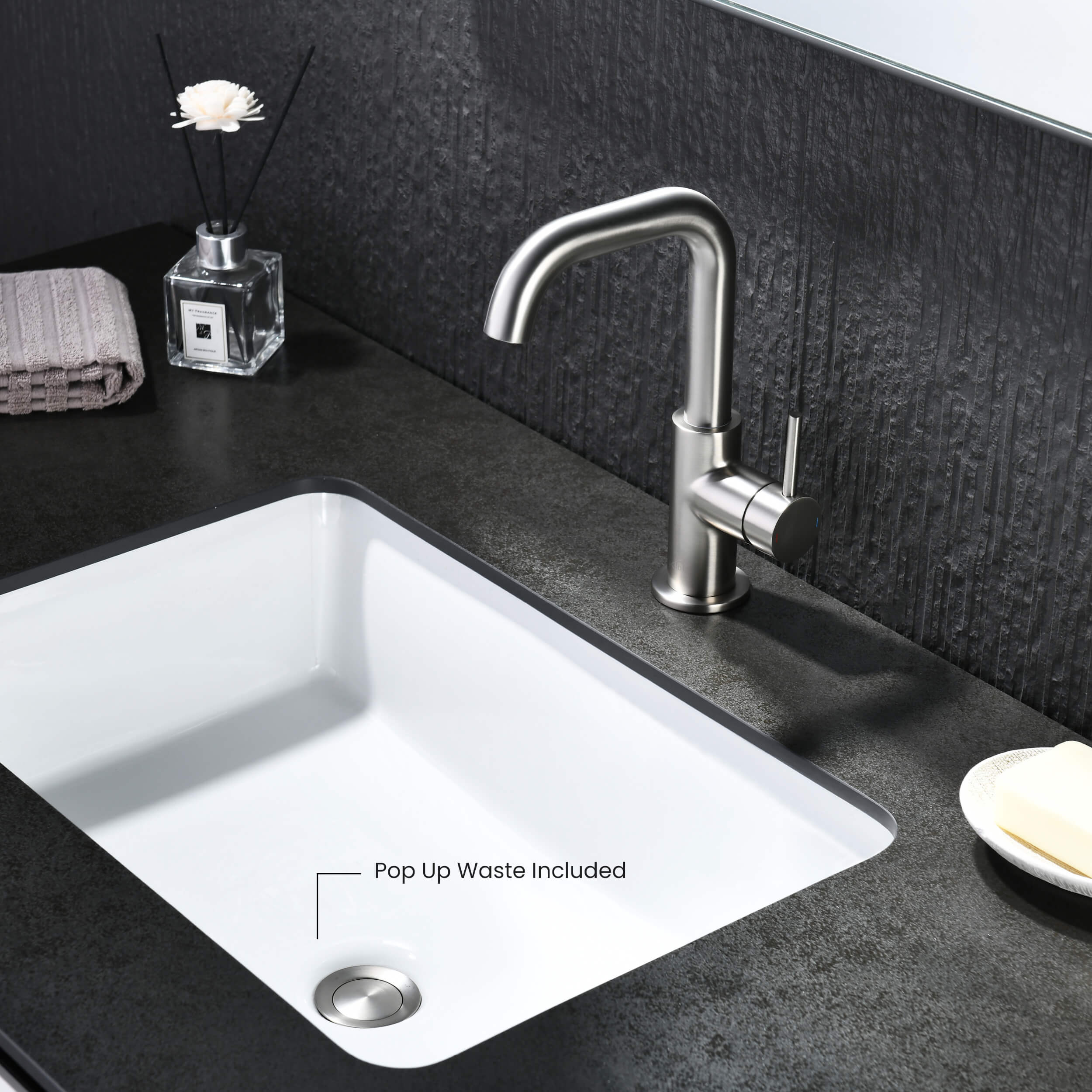 Macon Single Handle High-Arc Bathroom Vanity Sink Faucet - C-KBF1028