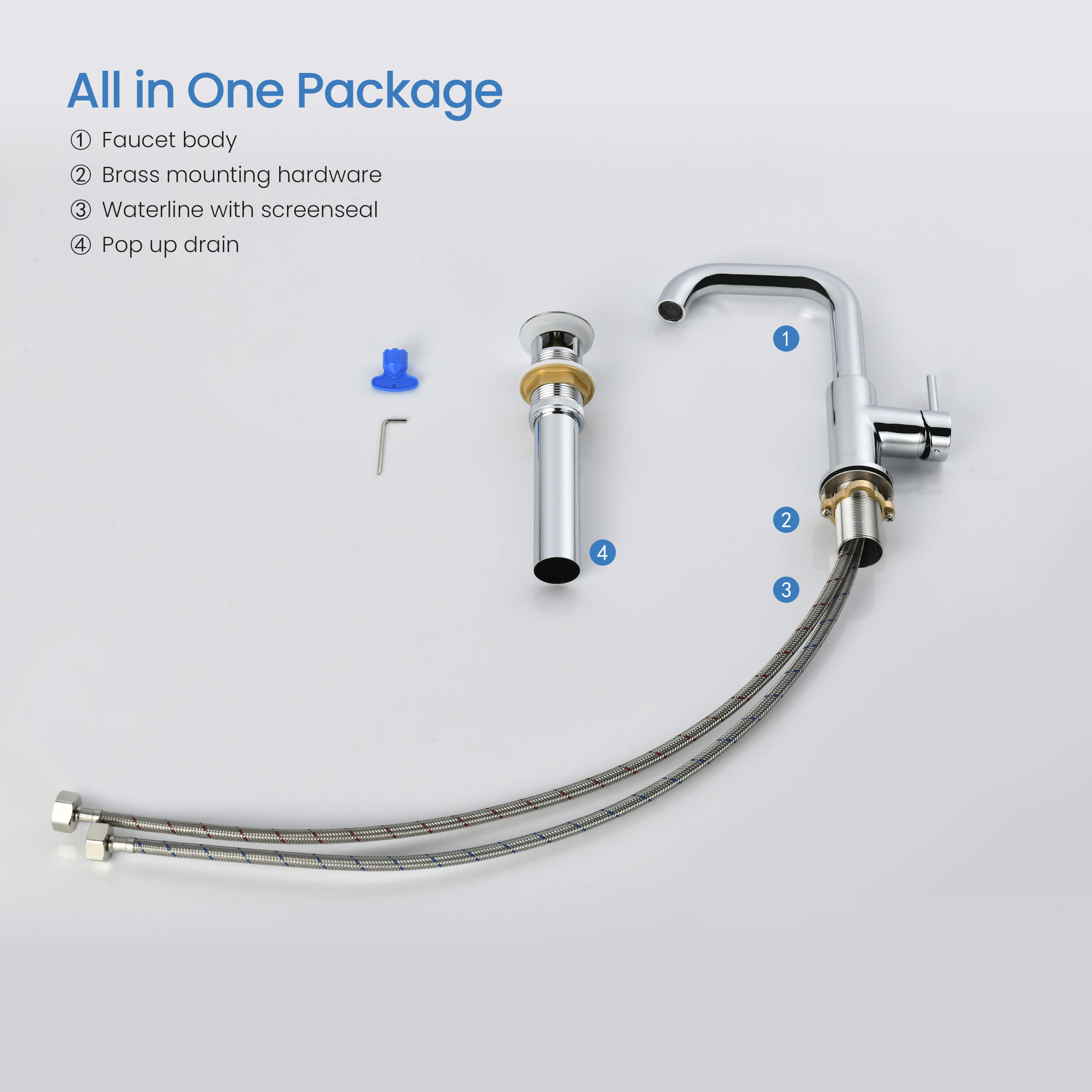 Macon Single Handle High-Arc Bathroom Vanity Sink Faucet - C-KBF1028