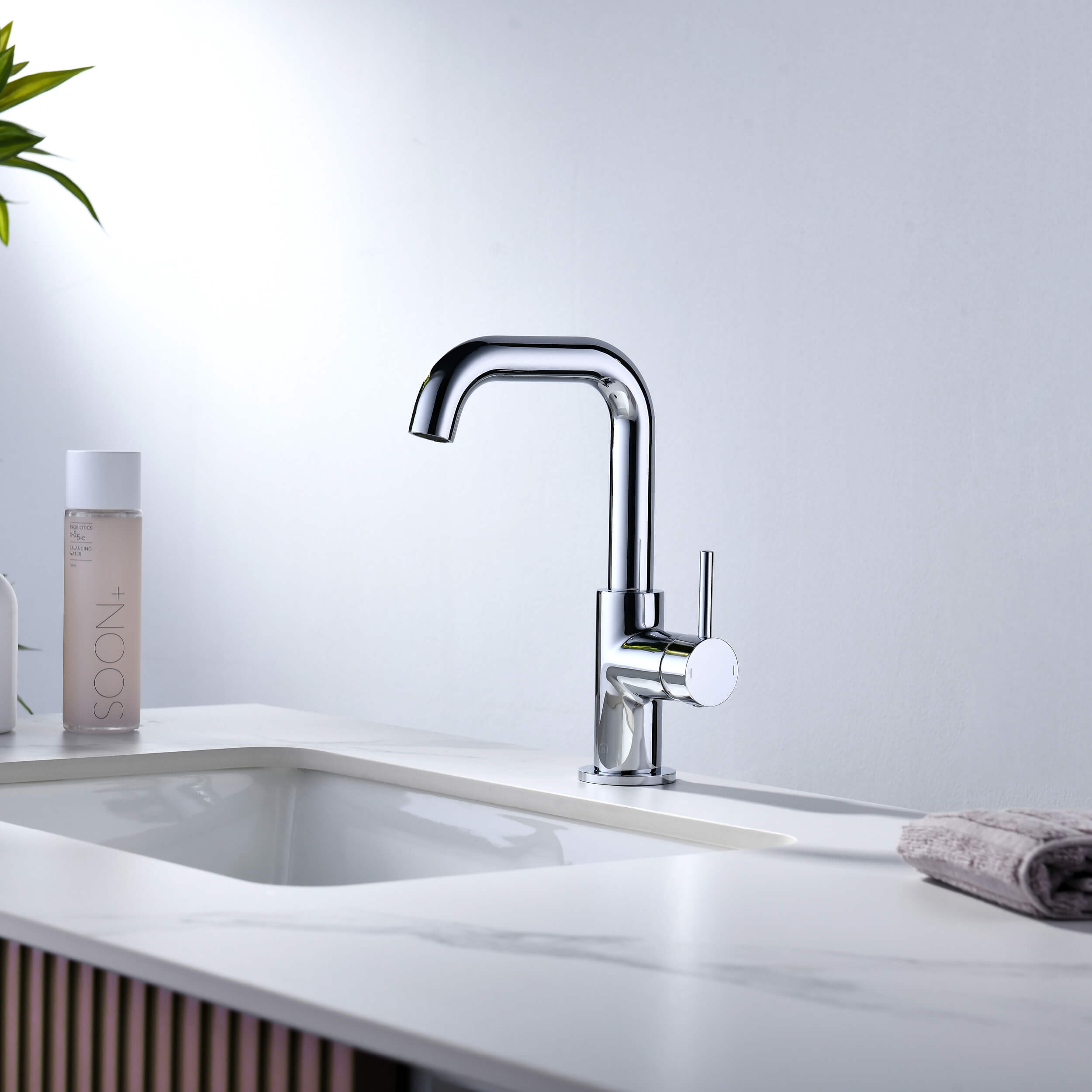 Macon Single Handle High-Arc Bathroom Vanity Sink Faucet - C-KBF1028