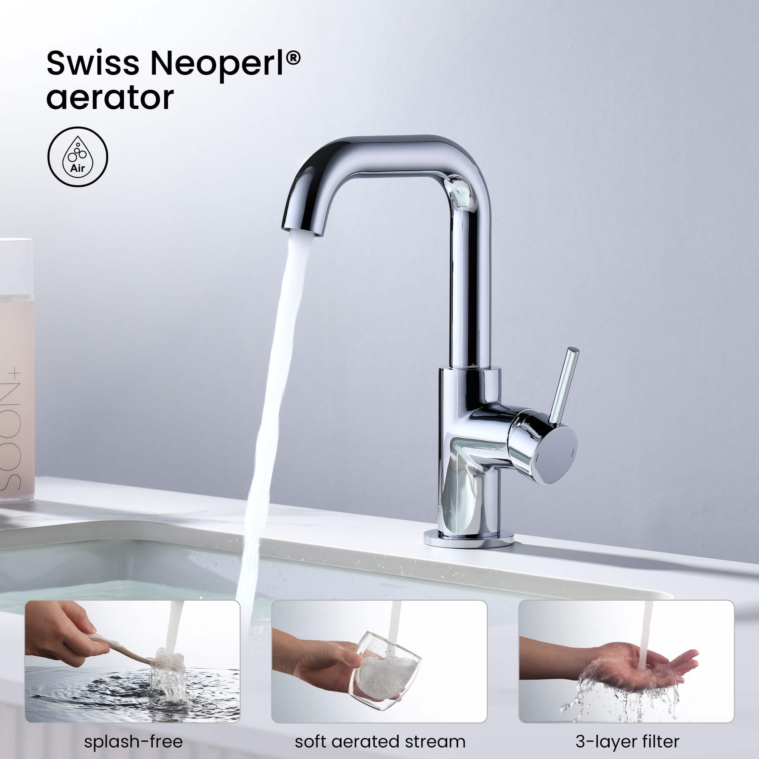 Macon Single Handle High-Arc Bathroom Vanity Sink Faucet - C-KBF1028