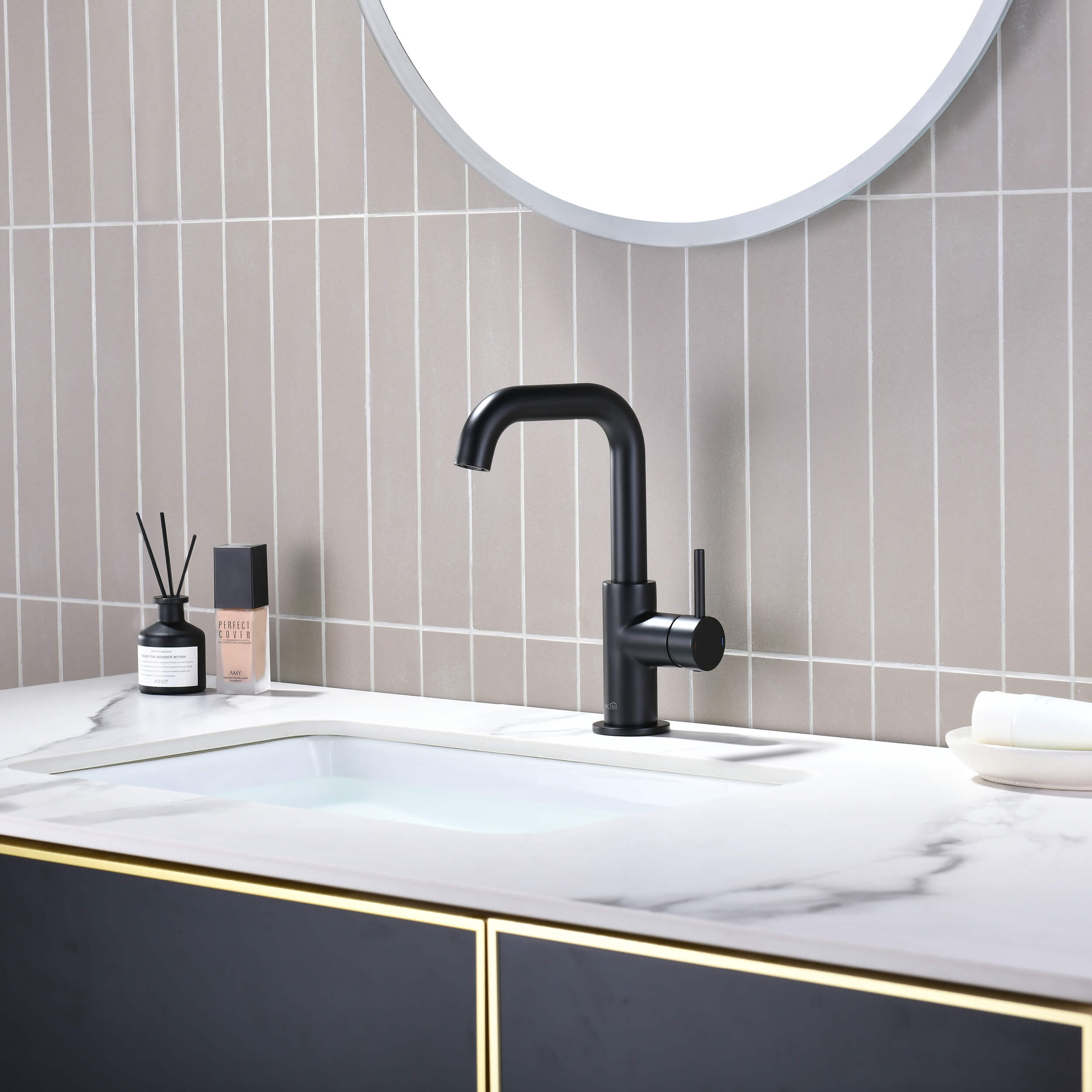 Macon Single Handle High-Arc Bathroom Vanity Sink Faucet - C-KBF1028