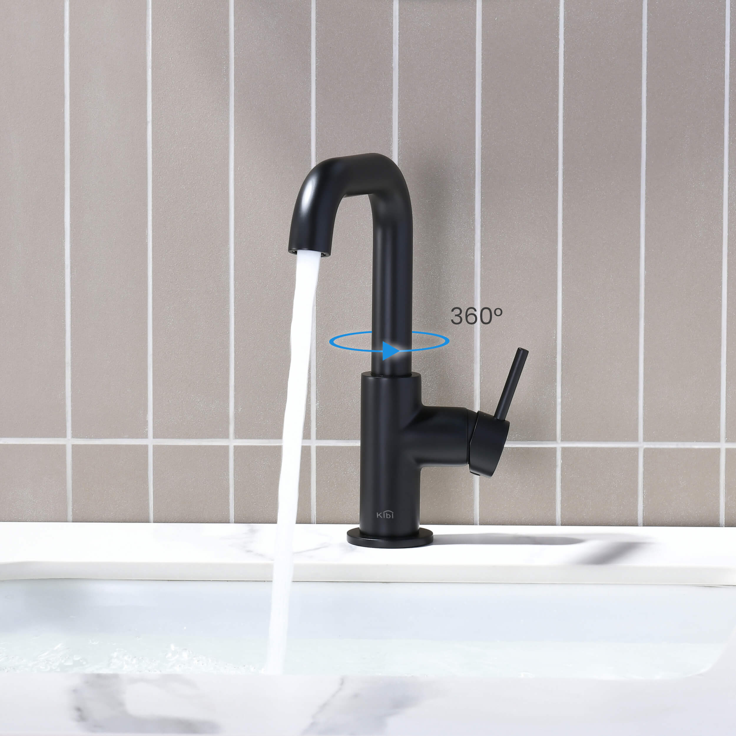 Macon Single Handle High-Arc Bathroom Vanity Sink Faucet - C-KBF1028