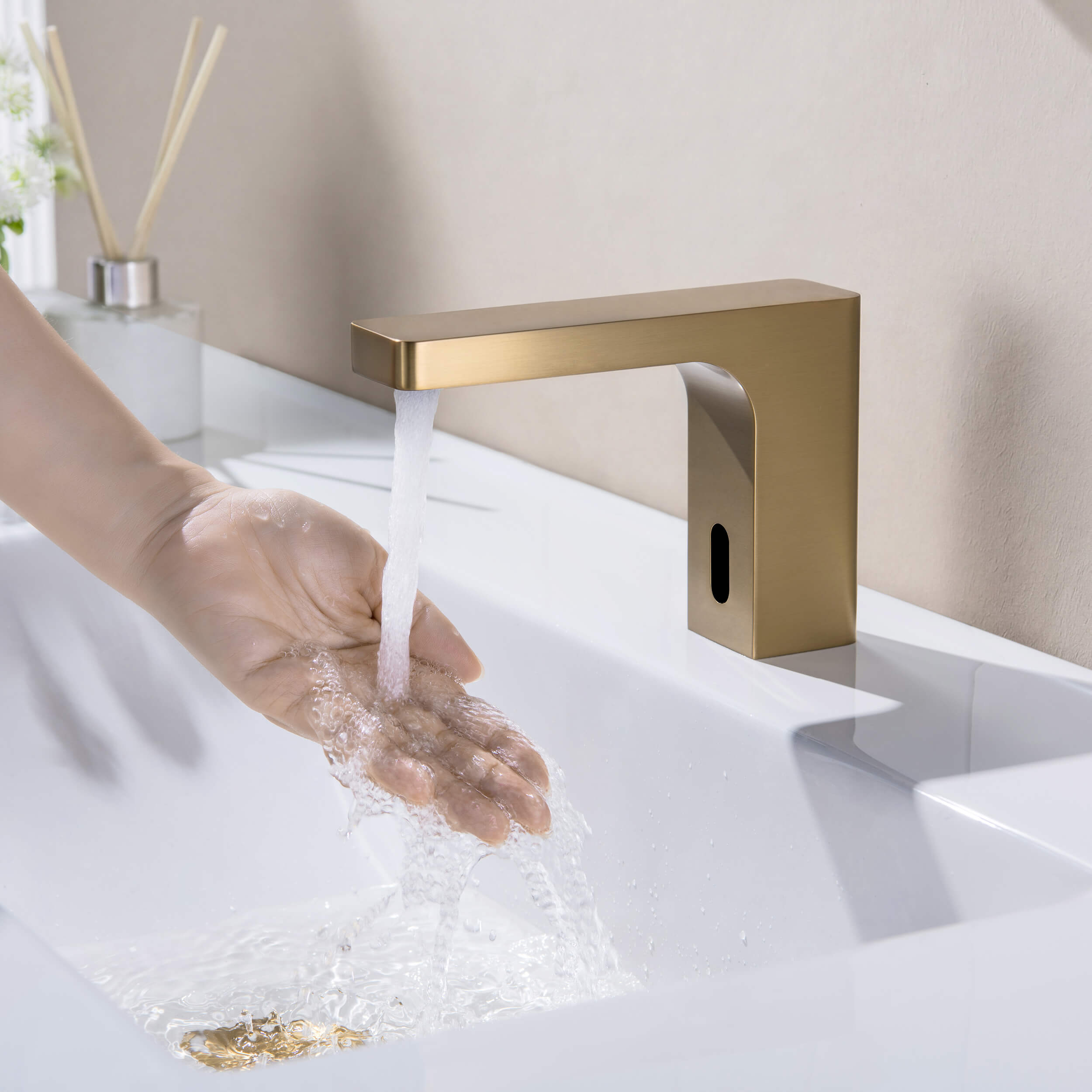 Blaze Touchless Bathroom Vanity Sink Faucet with Pop-Up Drain — Plug-In or Battery Powered - C-KBF1030
