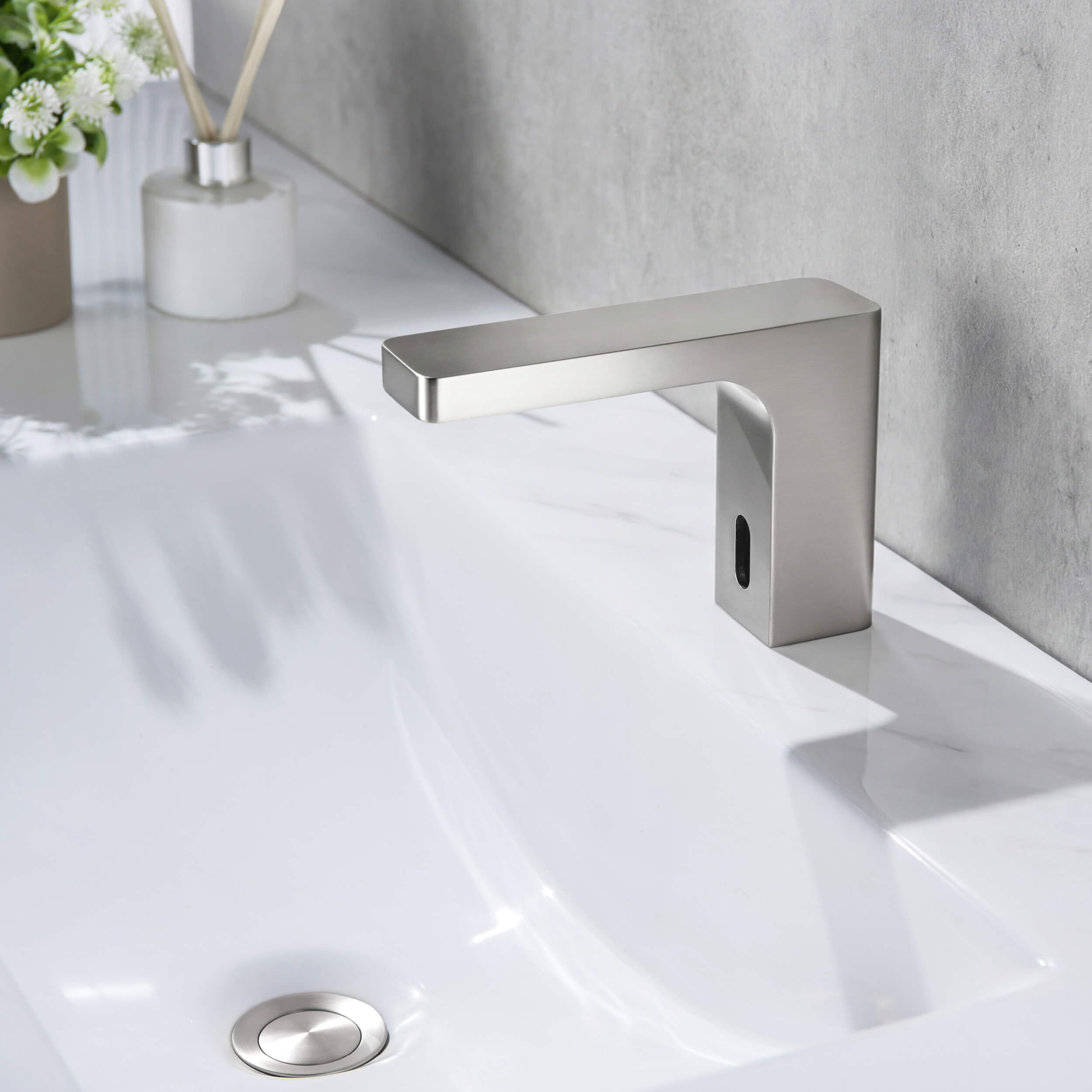 Blaze Touchless Bathroom Vanity Sink Faucet with Pop-Up Drain — Plug-In or Battery Powered - C-KBF1030